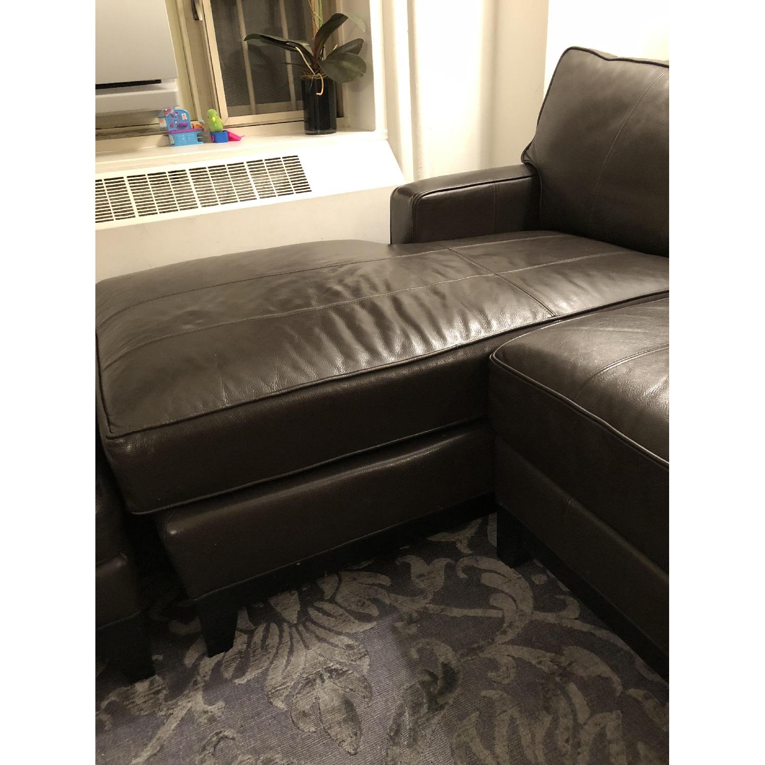 Ethan Allen Arcata Leather Sectional Sofa & Ottoman - image-4