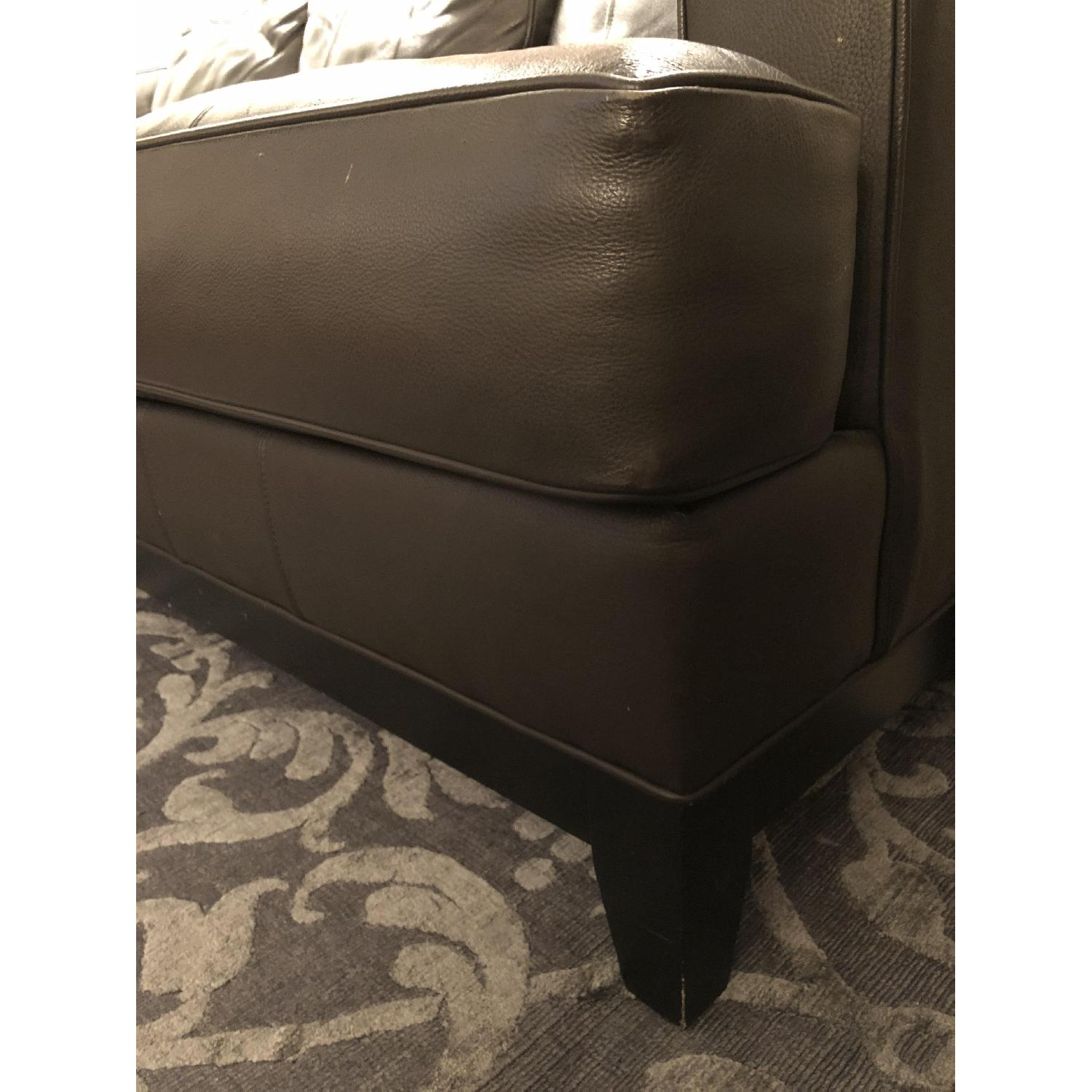 Ethan Allen Arcata Leather Sectional Sofa & Ottoman - image-5