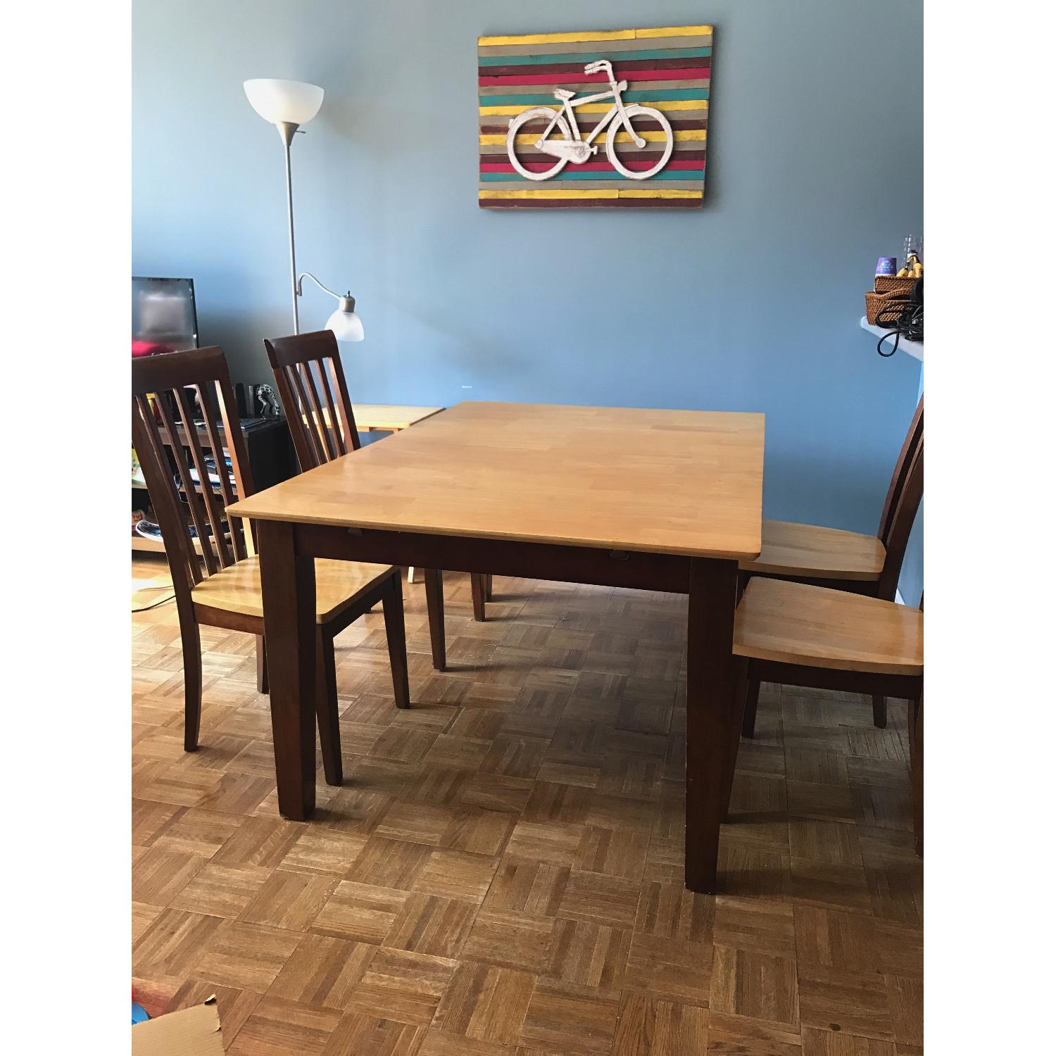 Solid Wood Extendable Dining Table w/ 4 Chairs - AptDeco