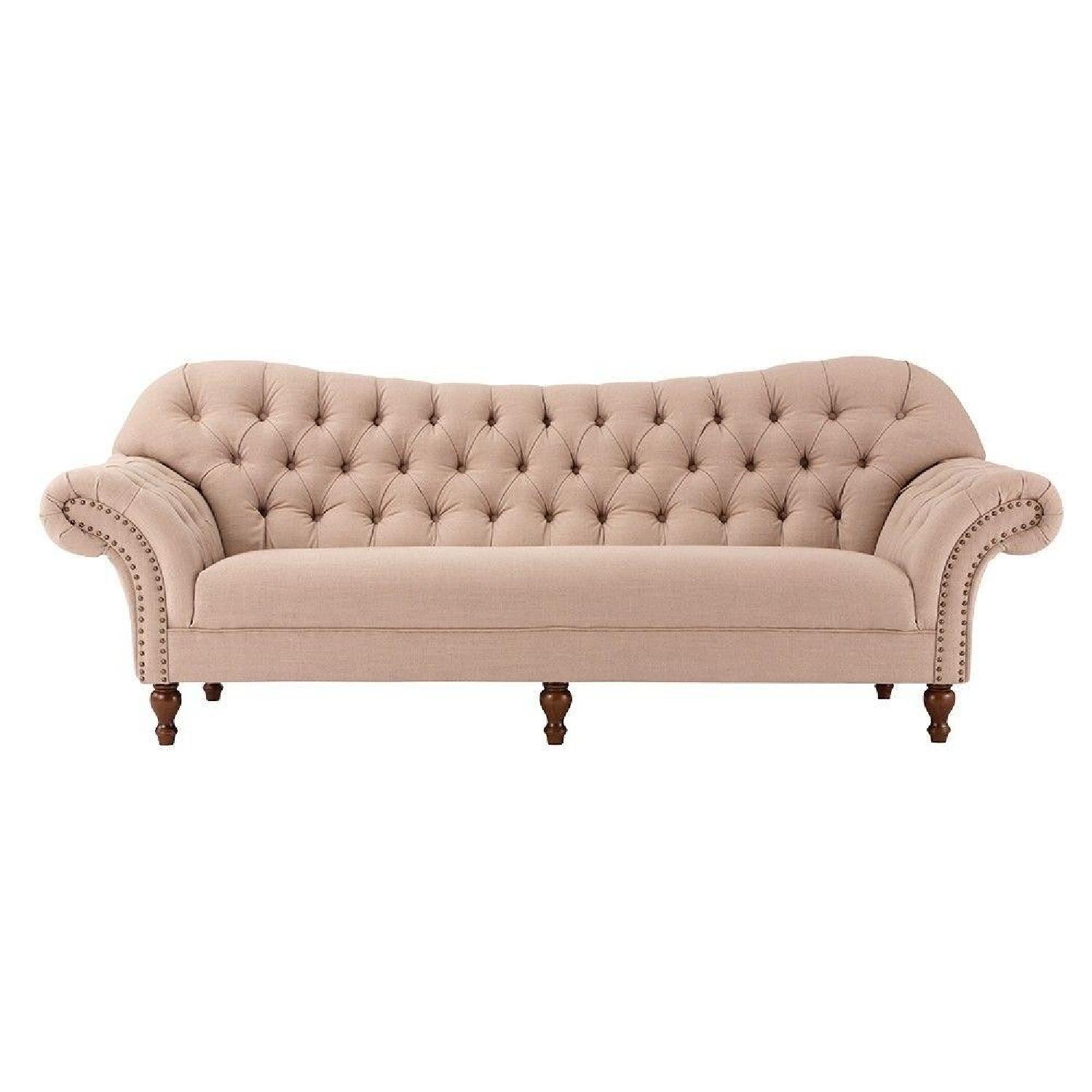 Home Decorators Collection Arden Tufted Beige Linen Sofa Aptdeco