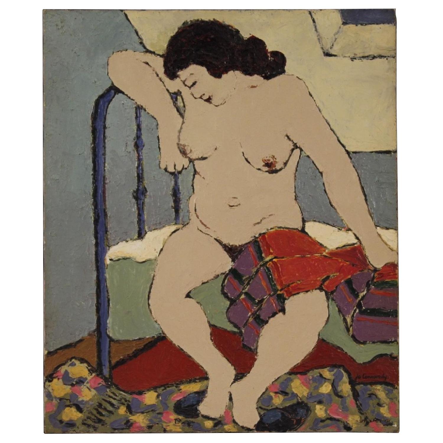 Impressionist Painting Nude Of Woman Oil On Canvas - image-0