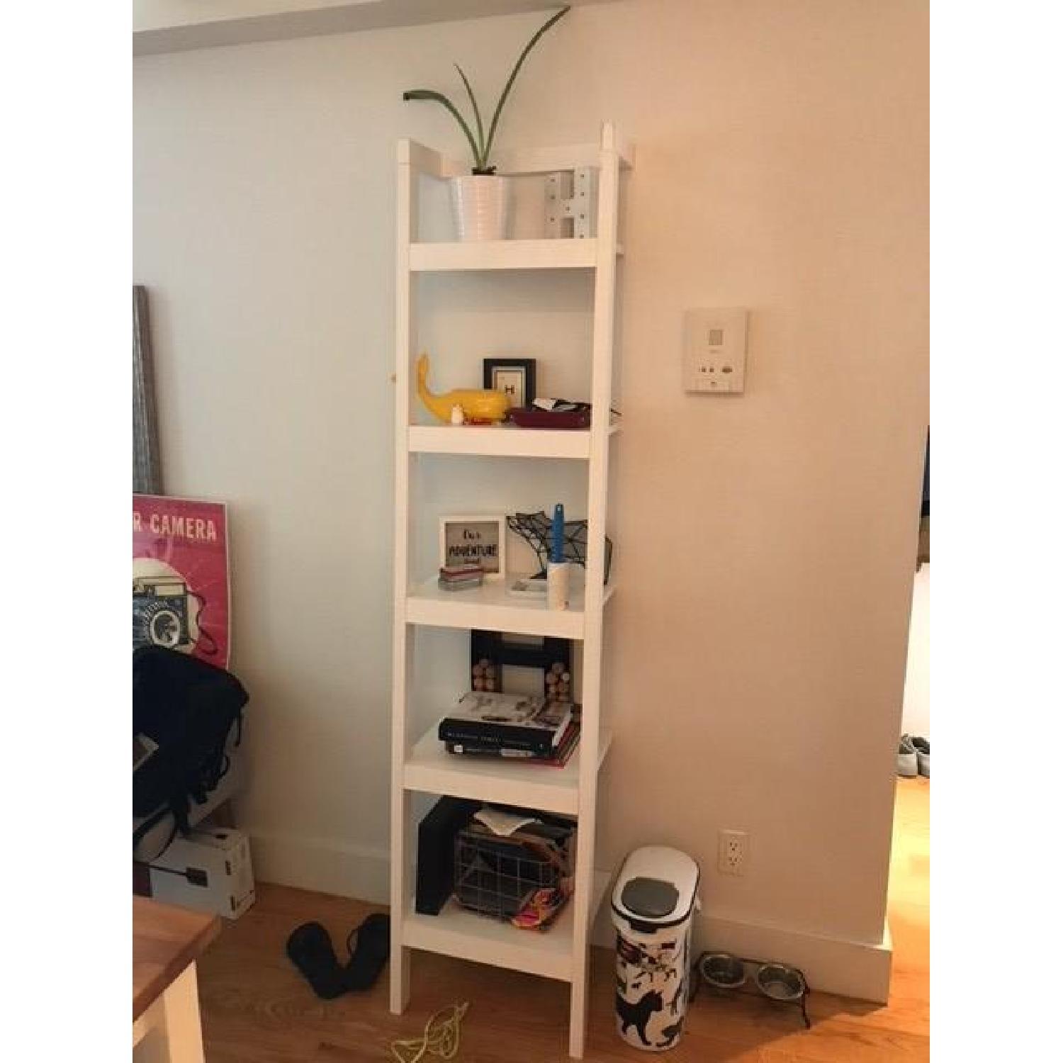 Crate & Barrel Sawyer White Ladder Bookshelf AptDeco