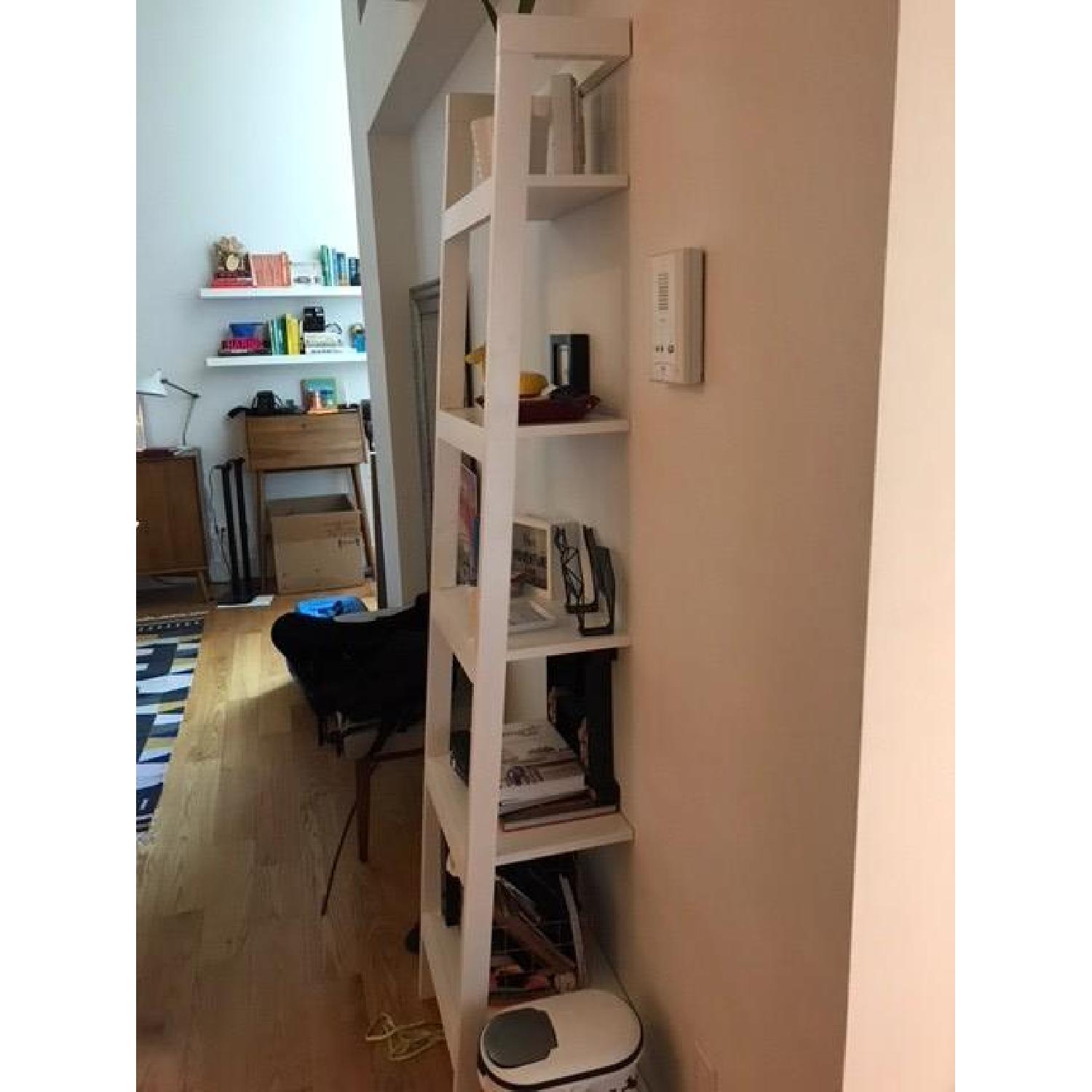 Crate & Barrel Sawyer White Ladder Bookshelf AptDeco