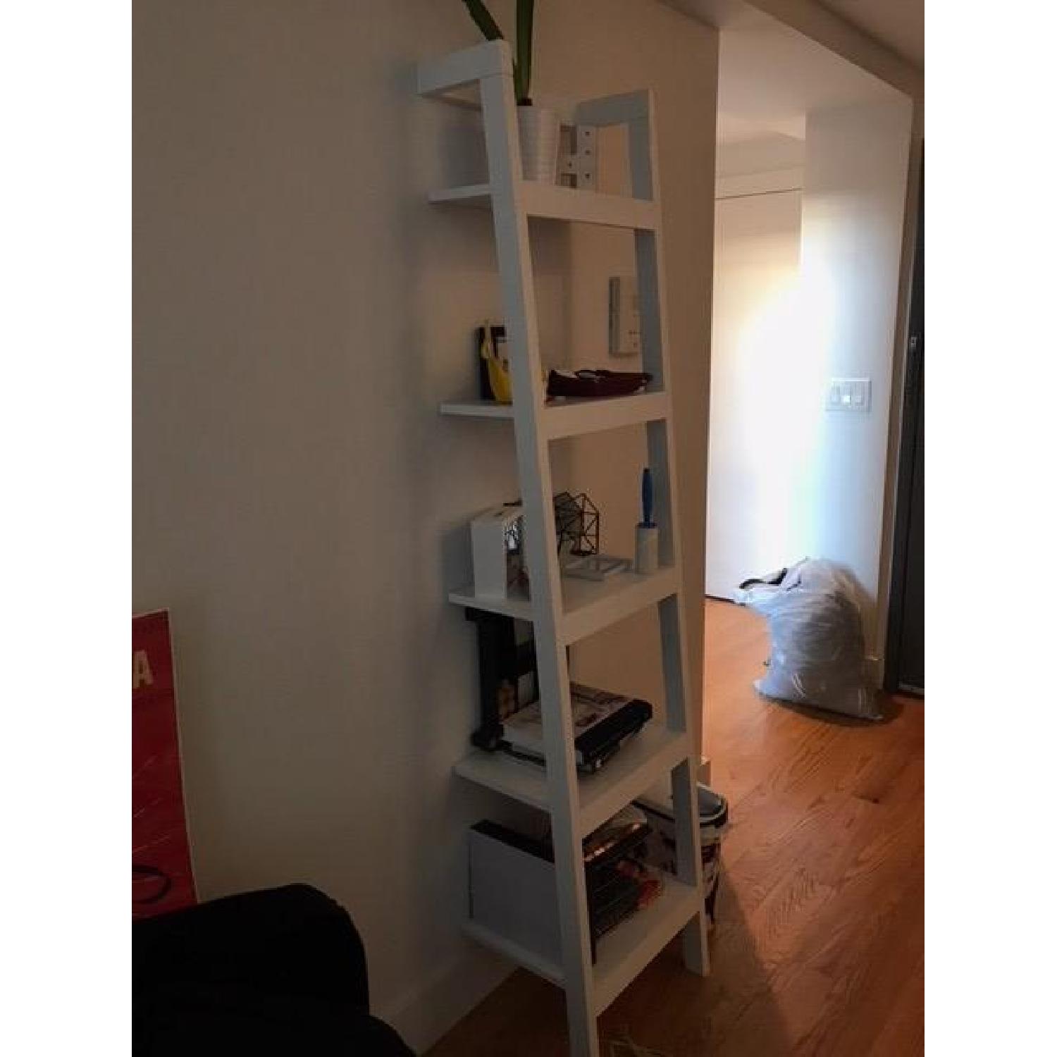Crate & Barrel Sawyer White Ladder Bookshelf AptDeco