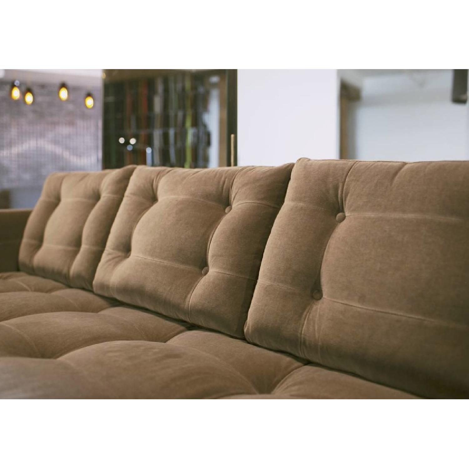 Solid Walnut & Grey Velvet Sofa - image-2
