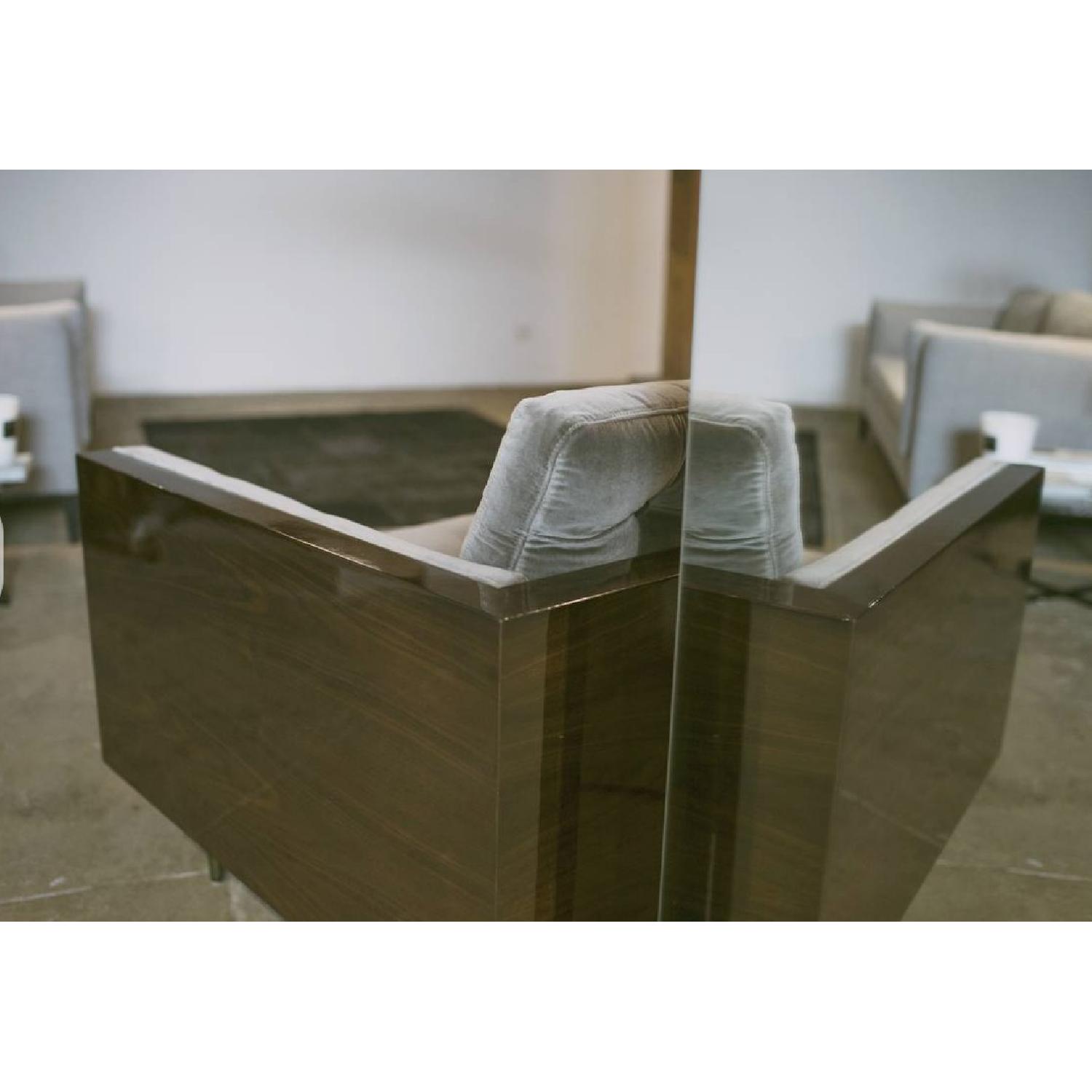 Solid Walnut & Grey Velvet Sofa - image-3