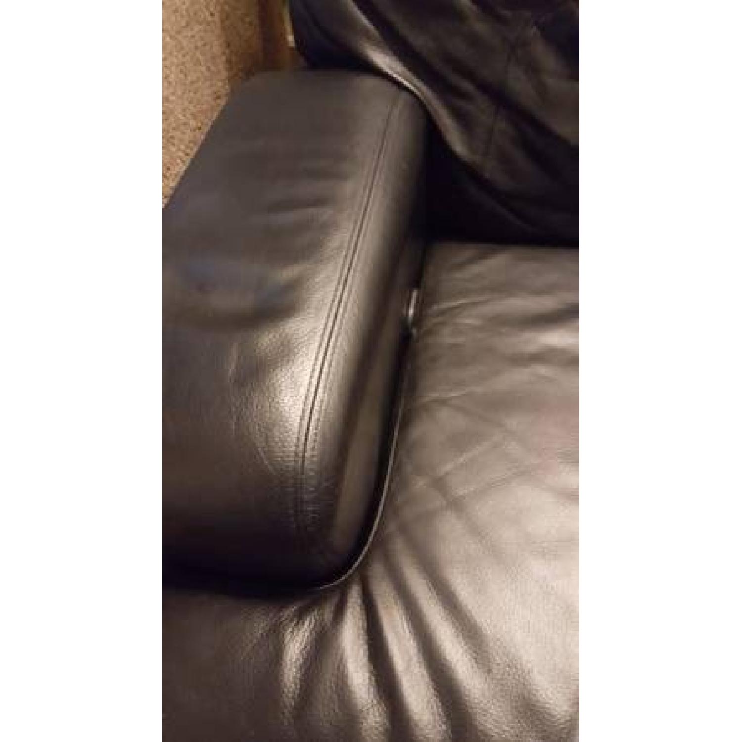Macy's Black Leather Reclining Sofa - image-4