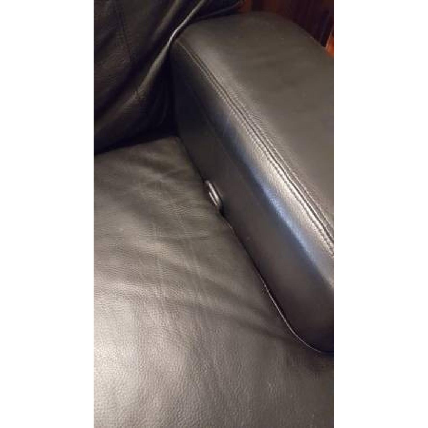 Macy's Black Leather Reclining Sofa - image-5