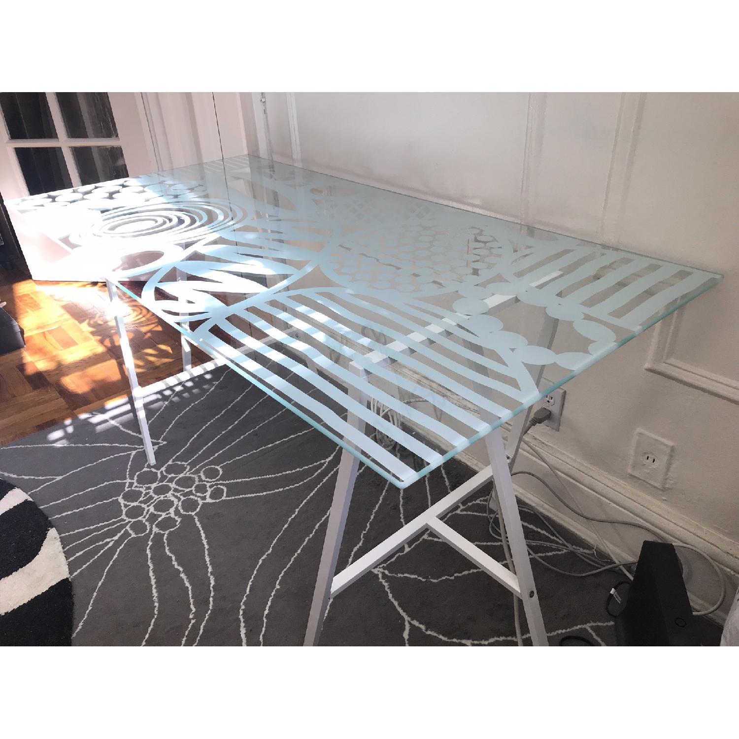 Ikea Glass Top Table w/ Lerberg Legs - image-2
