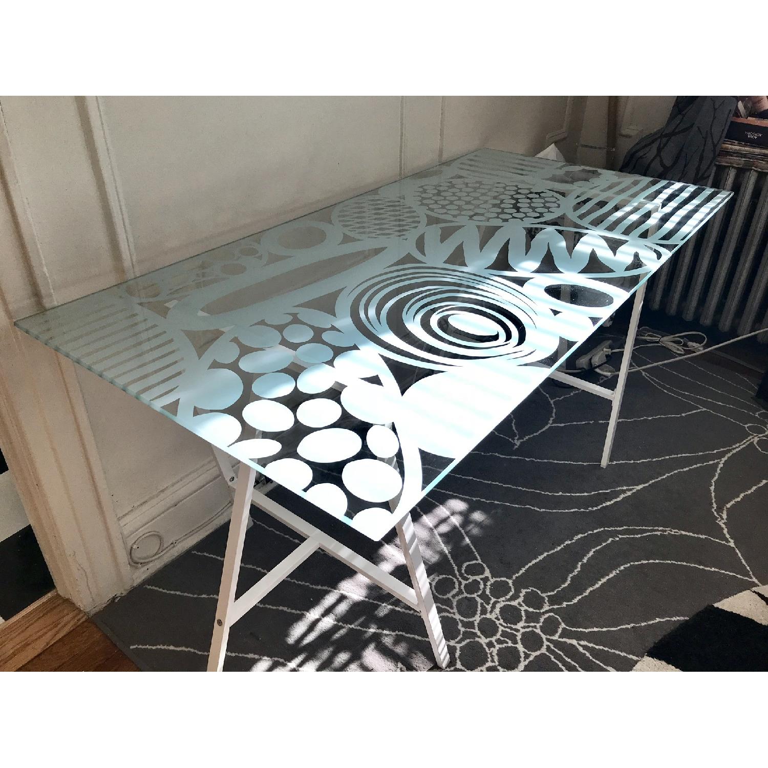 Ikea Glass Top Table w/ Lerberg Legs - image-3