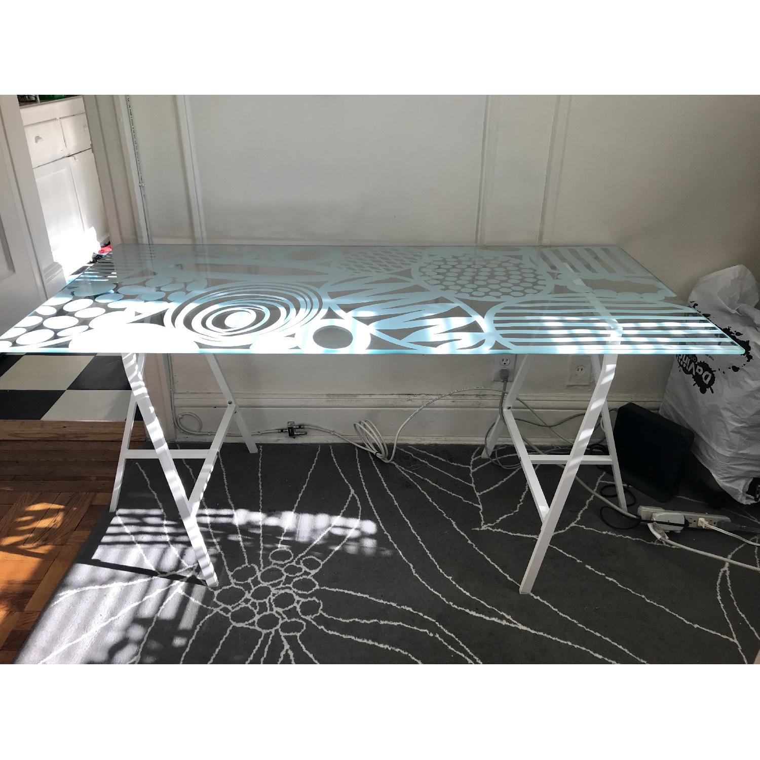 Ikea Glass Top Table w/ Lerberg Legs - image-4