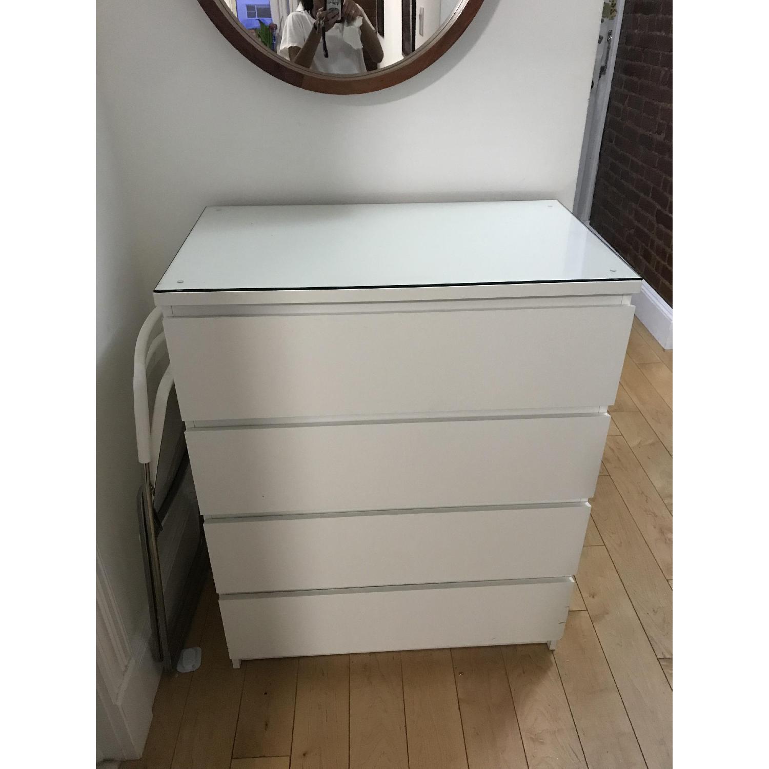Ikea Malm 4 Drawer Chest w/ Glass Top - AptDeco