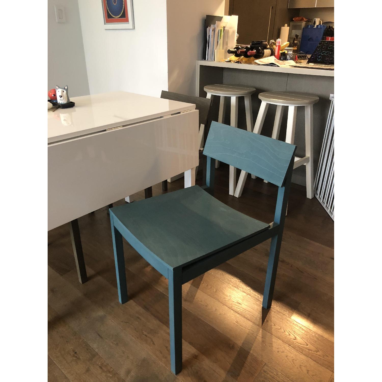 CB2 White Extendable Dining Table w/ 4 Chairs - image-5