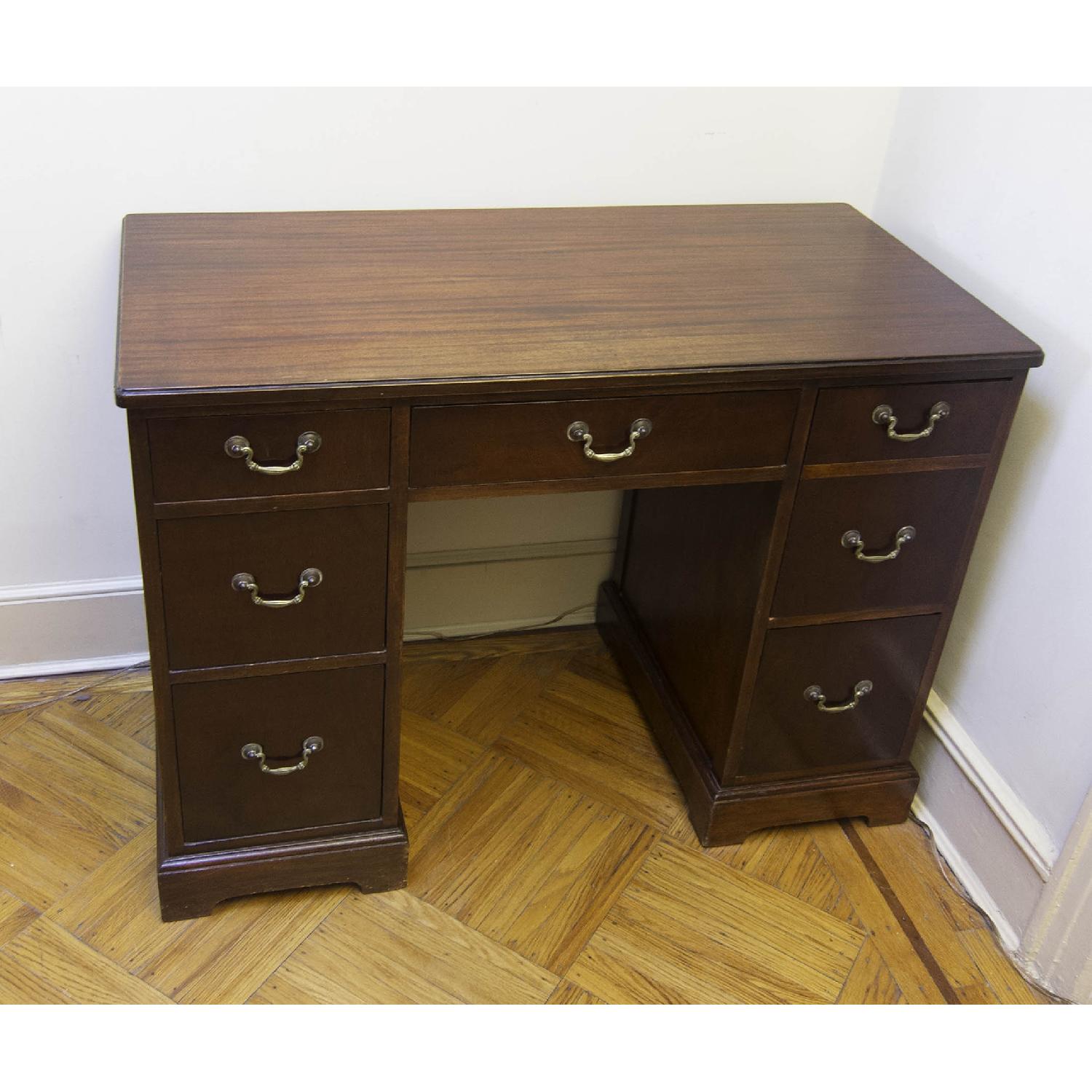 Mahogany Top Wooden Pedestal Desk - image-1