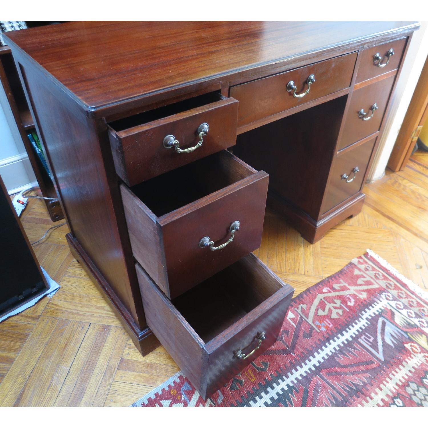 Mahogany Top Wooden Pedestal Desk - image-2