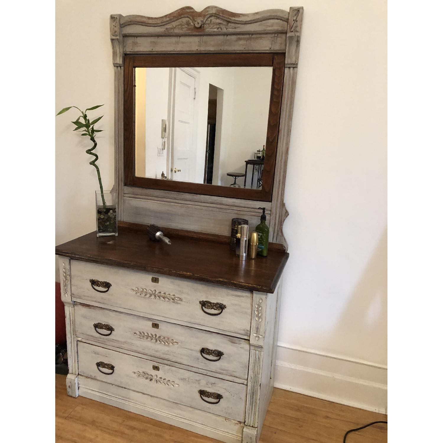 Vintage Shabby Chic Style Oak Dresser w/ Mirror - image-2
