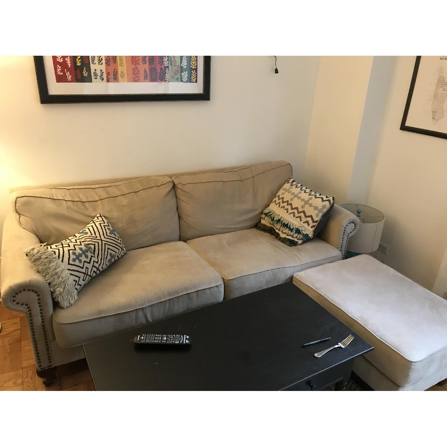 Pier 1 Alton Ecru Rolled Arm Sofa - image-1