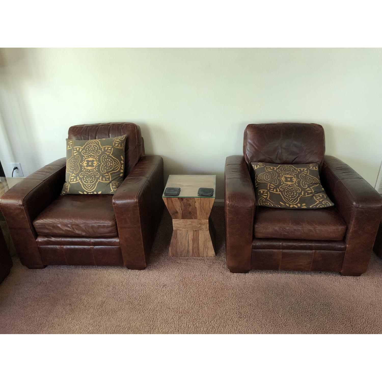 Next Modern British Leather Sofa + 2 Chairs AptDeco