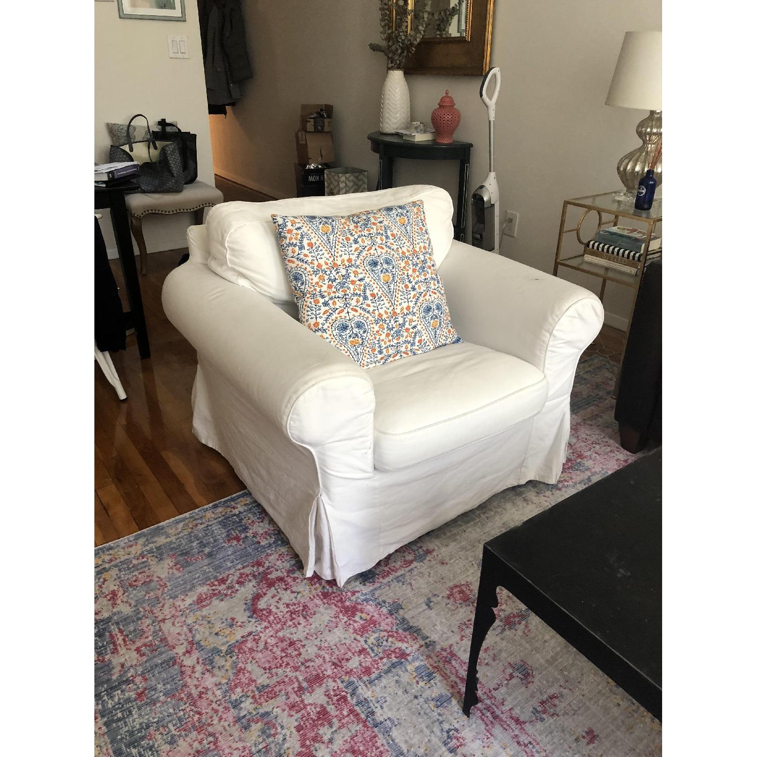 Ikea White Fabric Armchair - image-2
