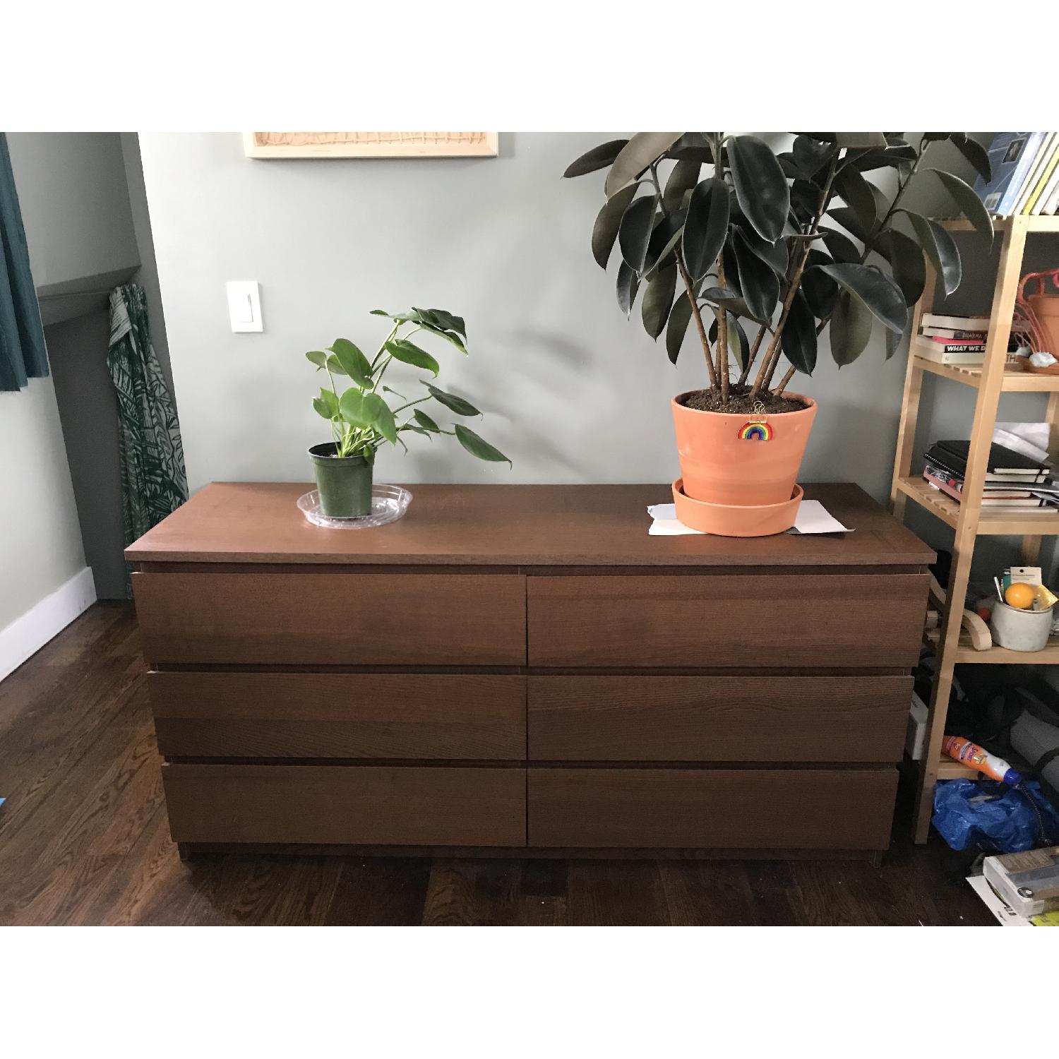 Ikea Malm Brown Stained Ash Veneer 6Drawer Chest AptDeco