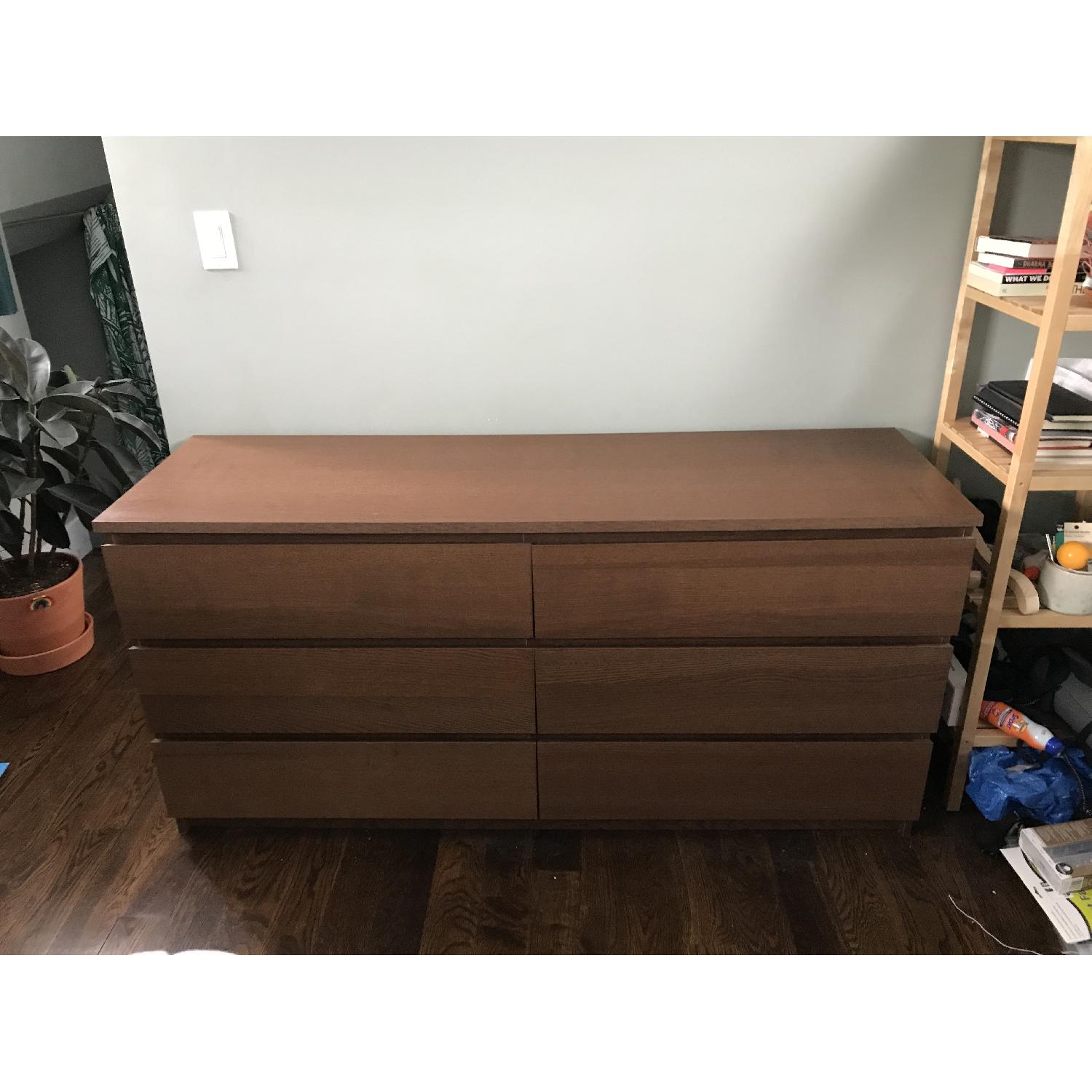 Ikea Malm Brown Stained Ash Veneer 6Drawer Chest AptDeco