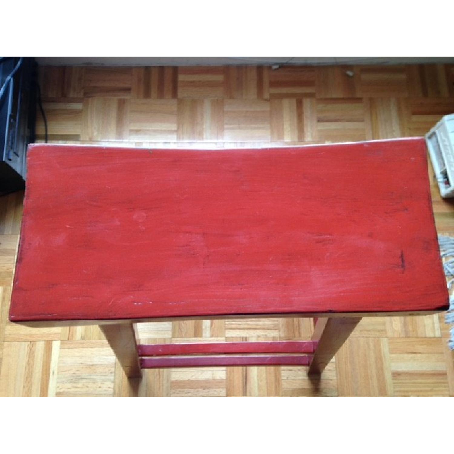 Burnt Orange Wooden Stool - image-3
