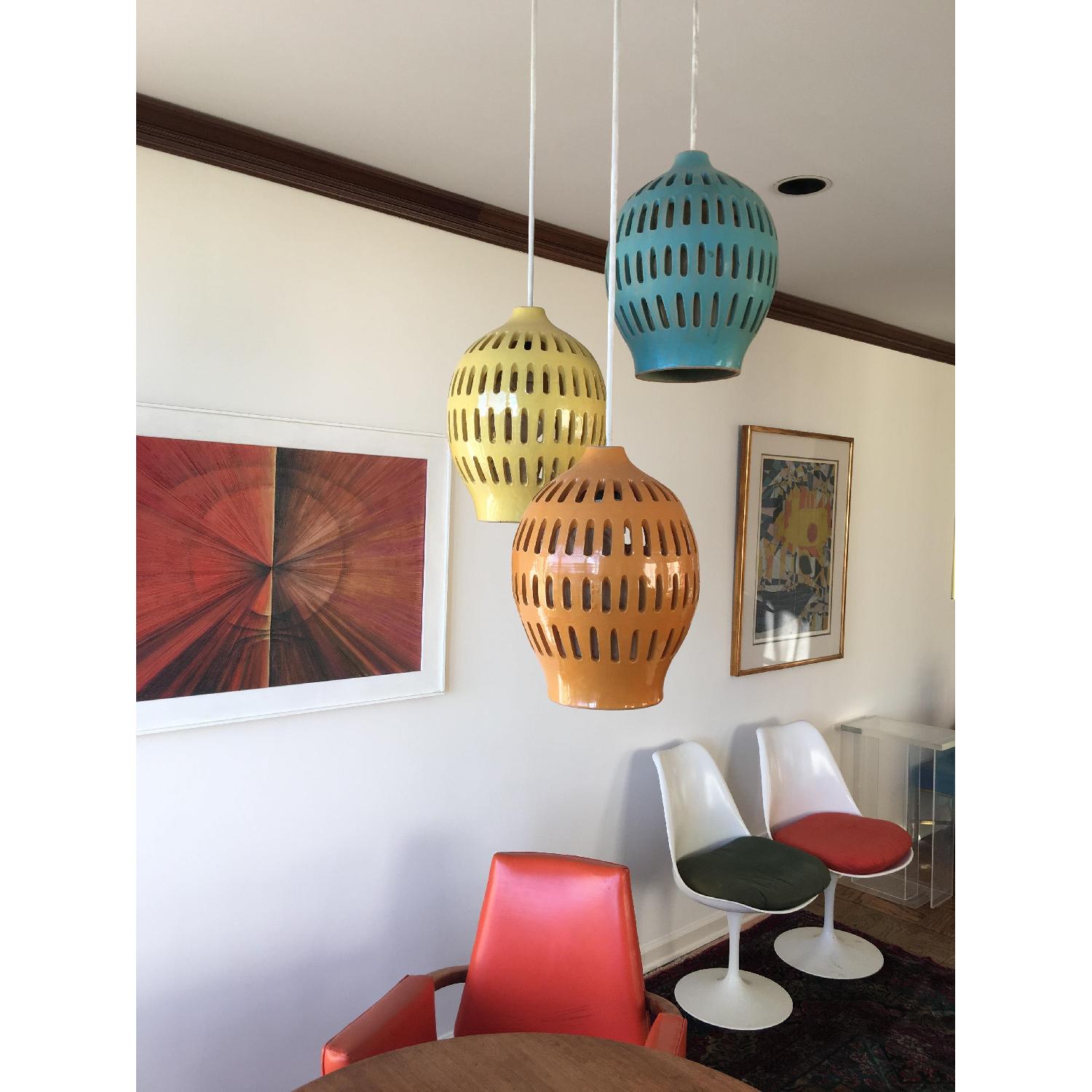 Samson Berman Circa 1961 Mid-Century Ceramic Hanging Light - image-1