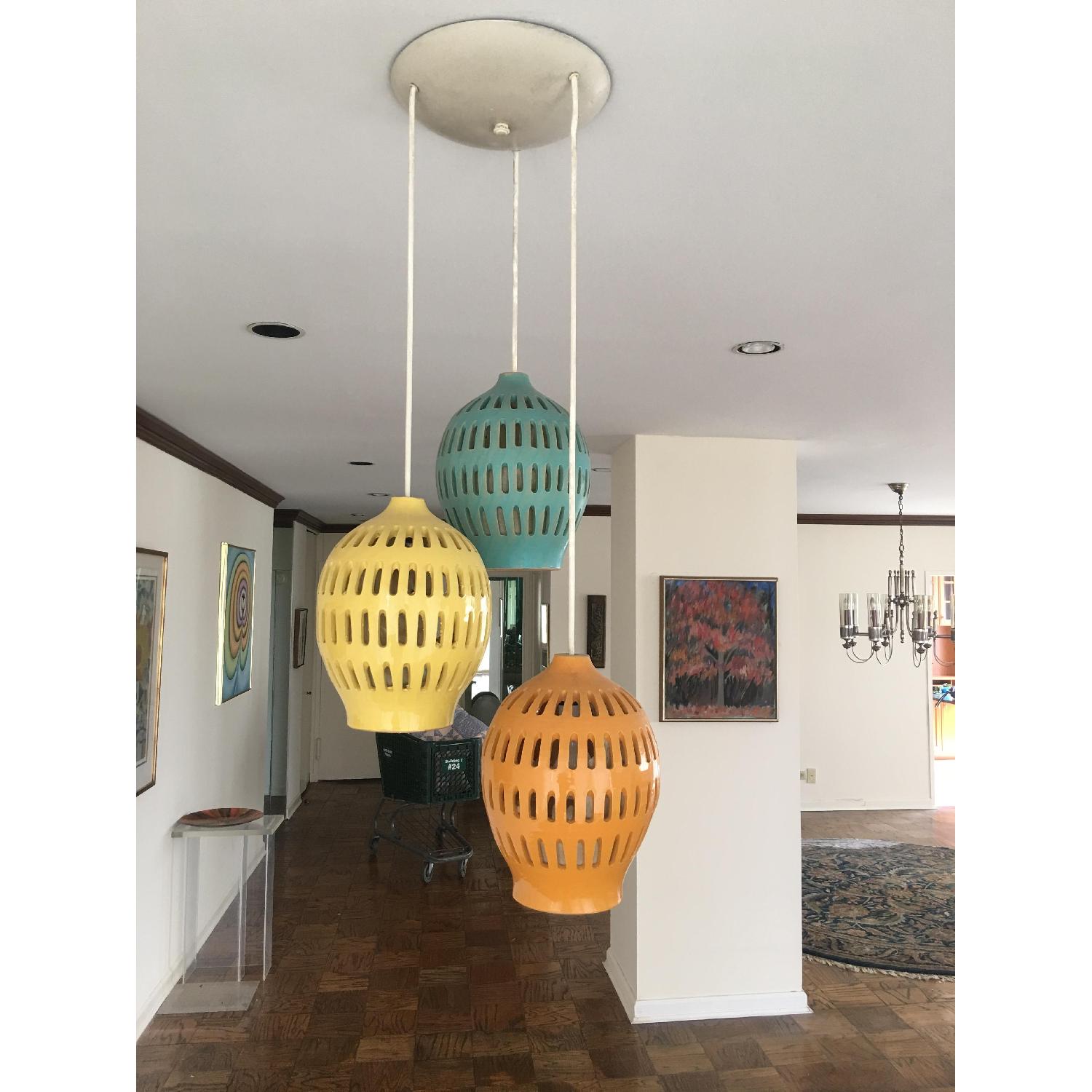 Samson Berman Circa 1961 Mid-Century Ceramic Hanging Light - image-2