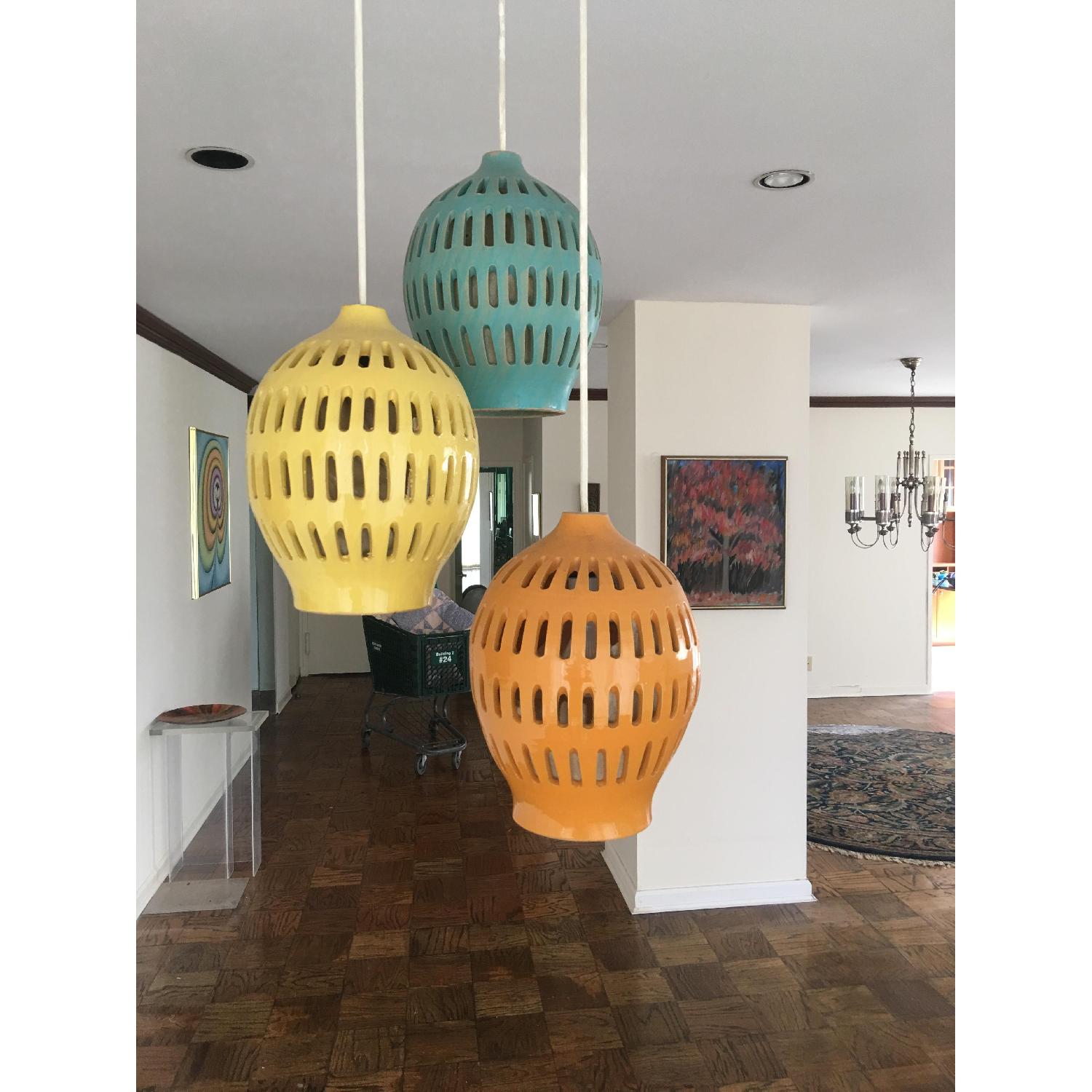 Samson Berman Circa 1961 Mid-Century Ceramic Hanging Light - image-3