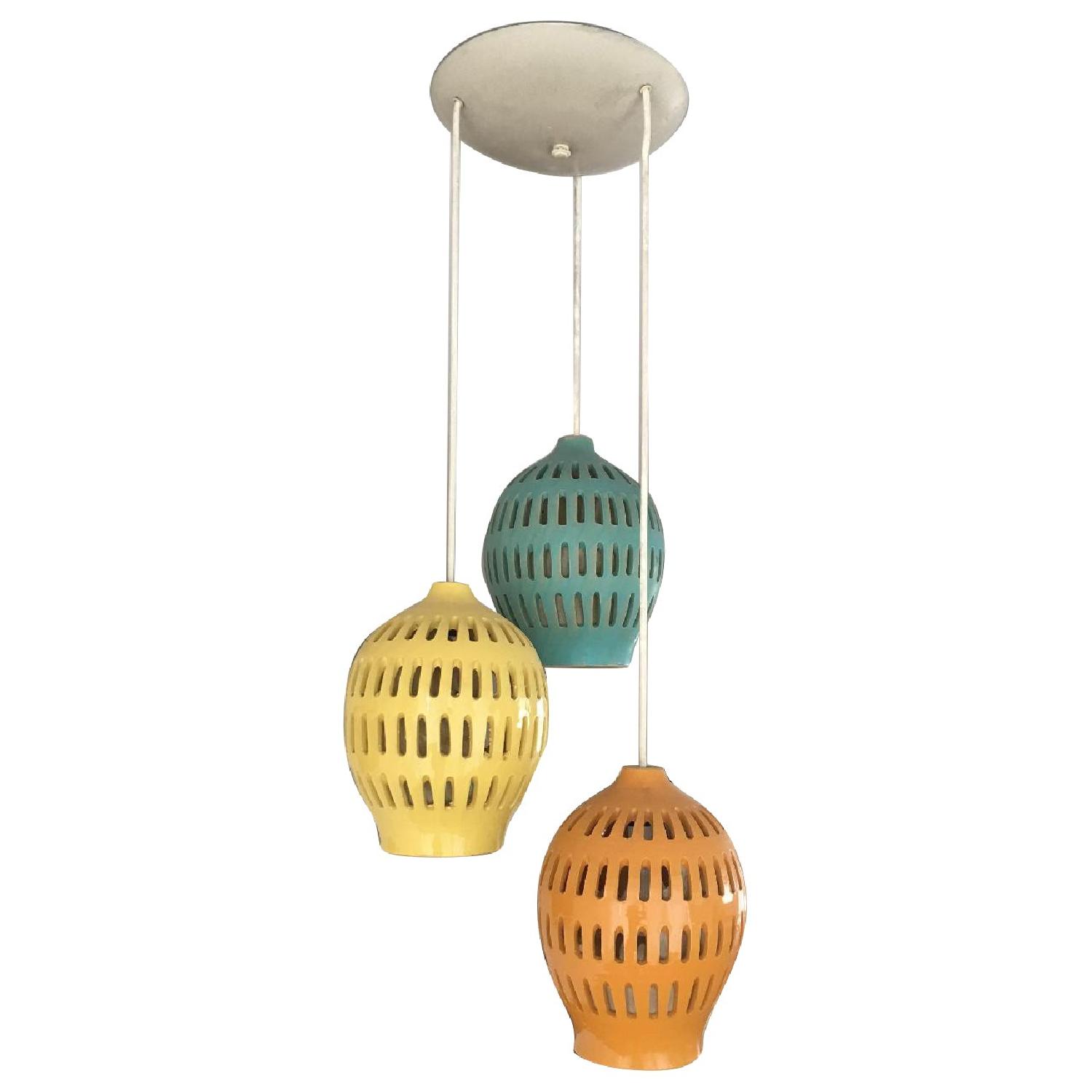 Samson Berman Circa 1961 Mid-Century Ceramic Hanging Light - image-0
