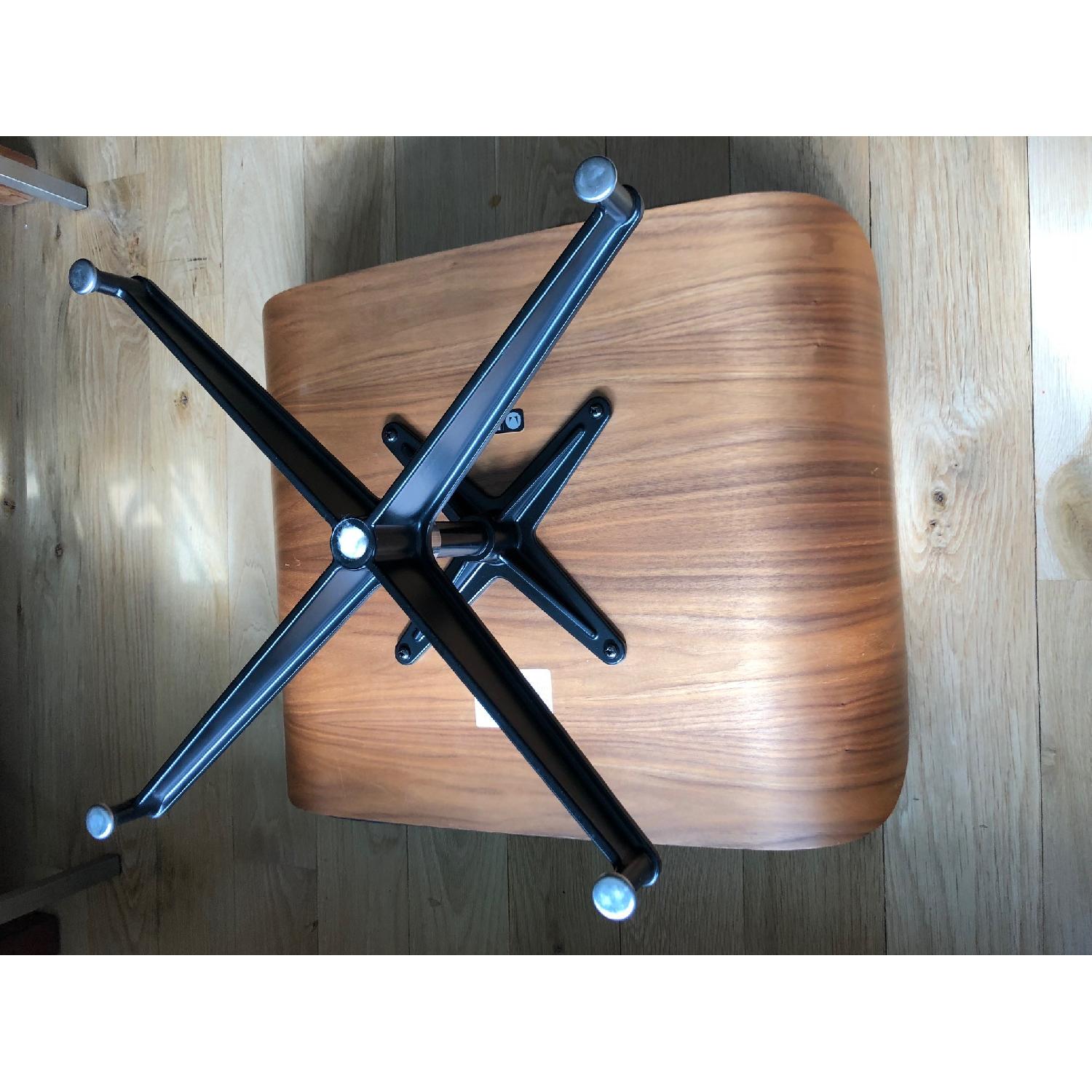 Herman Miller Charles Eames Black Leather Ottoman in Walnut - image-2