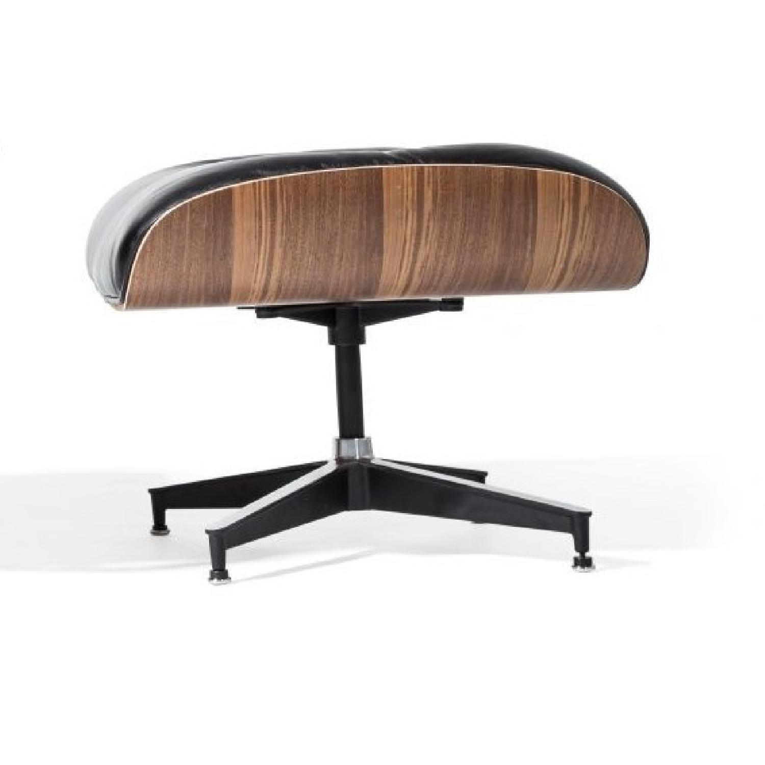 Herman Miller Charles Eames Black Leather Ottoman in Walnut - image-4