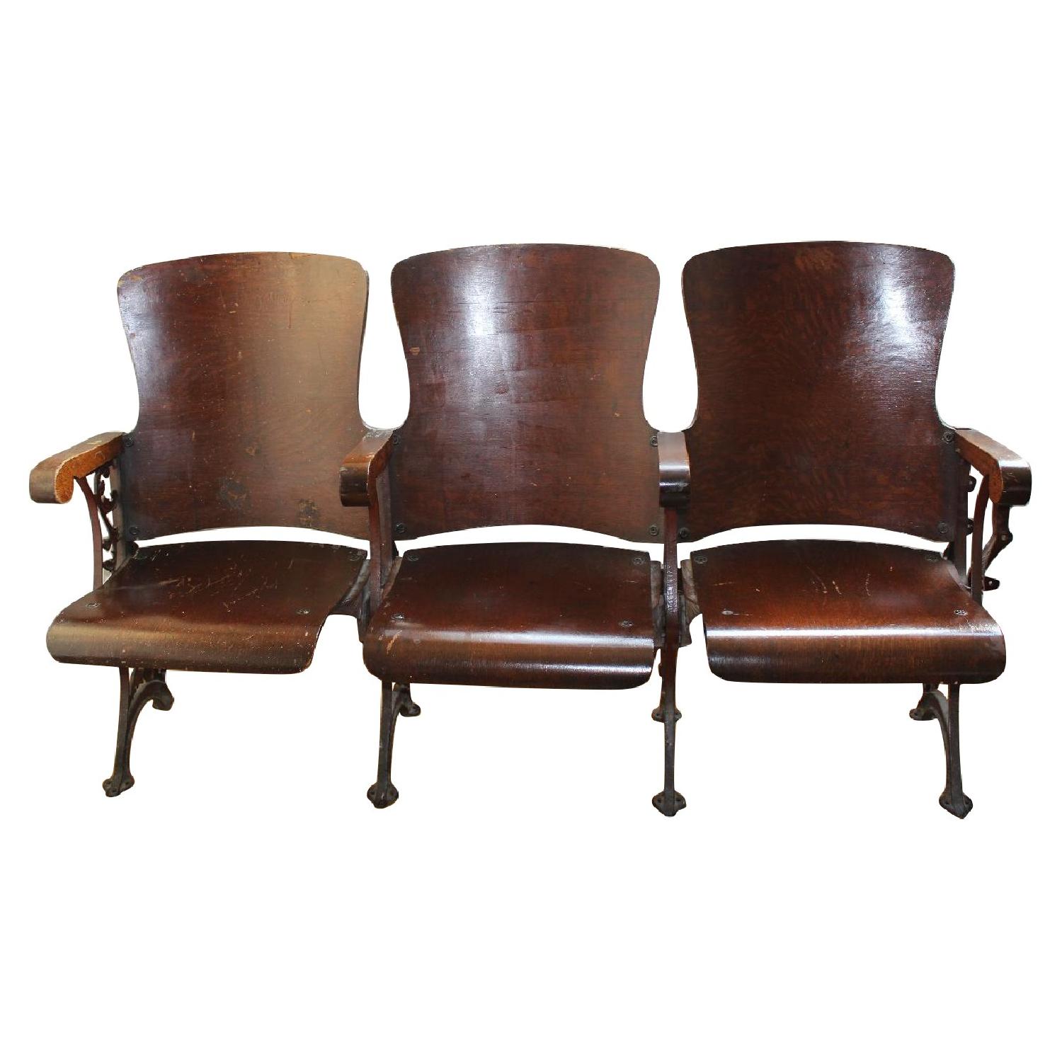Vintage 1907 NYC High School Auditorium Chairs - image-0