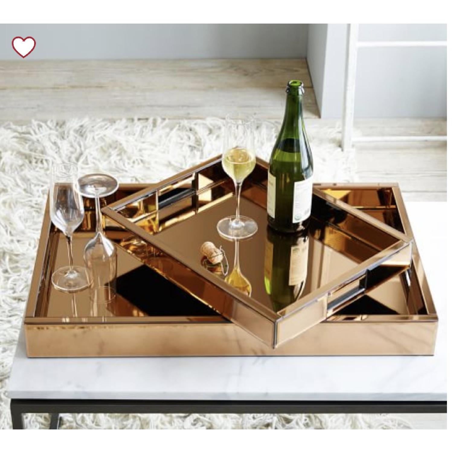 West Elm Copper Mirrored Tall Butler Tray w/ Stand - image-3