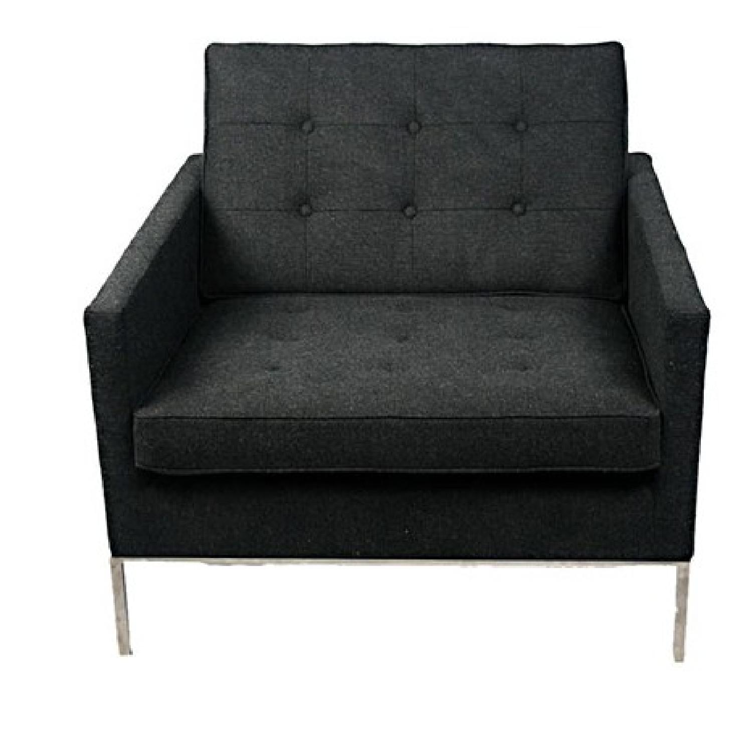 Organic Modernism Grey Button Tufted Accent Chair - image-3