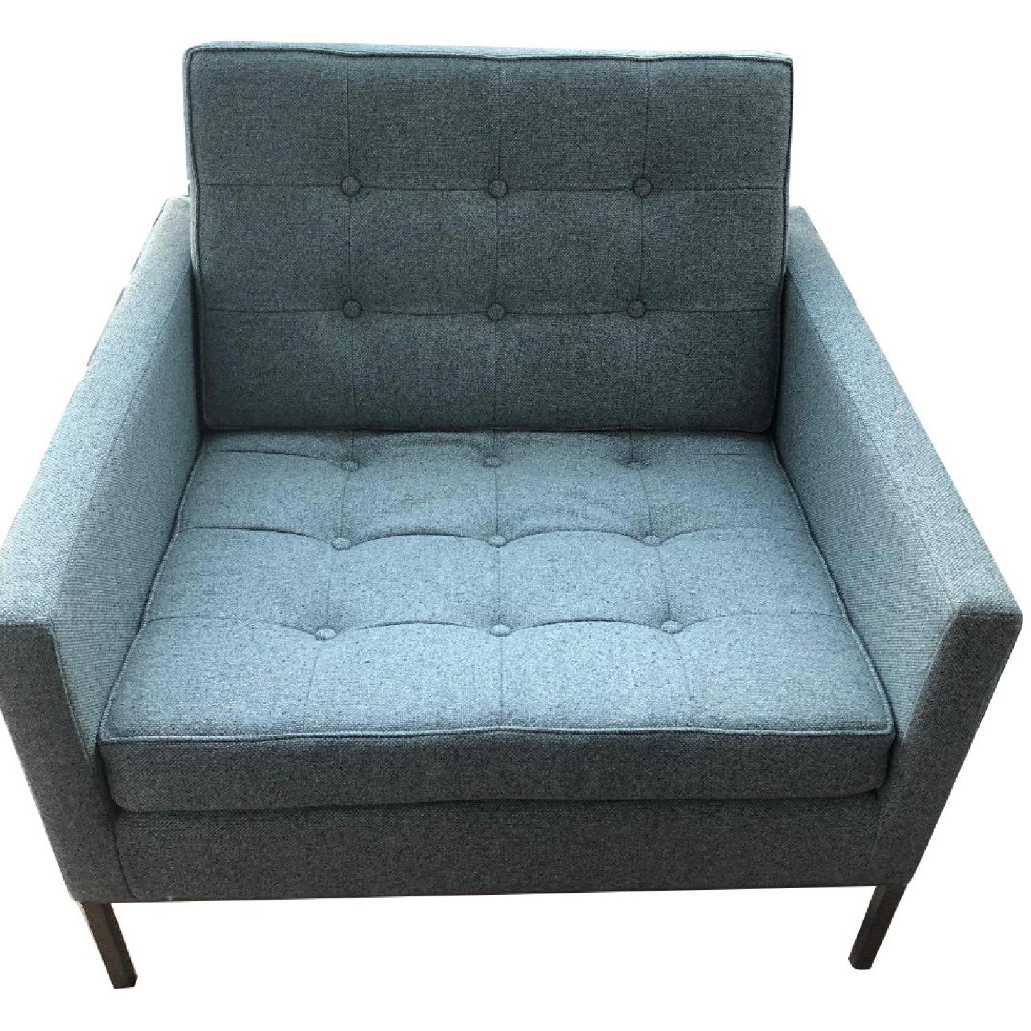 Organic Modernism Grey Button Tufted Accent Chair - image-0