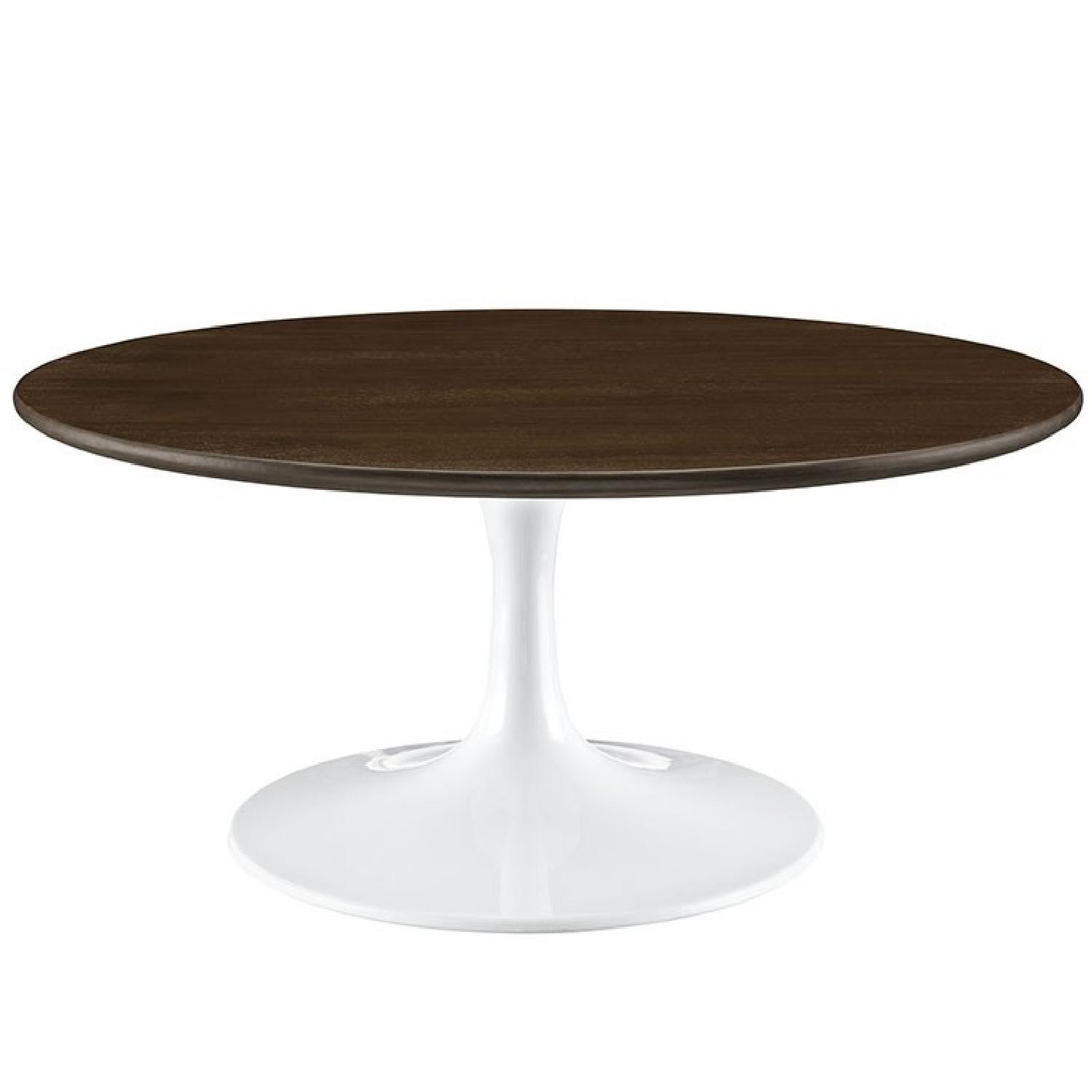 Tulip Style Walnut Mid Century Coffee Table - image-0