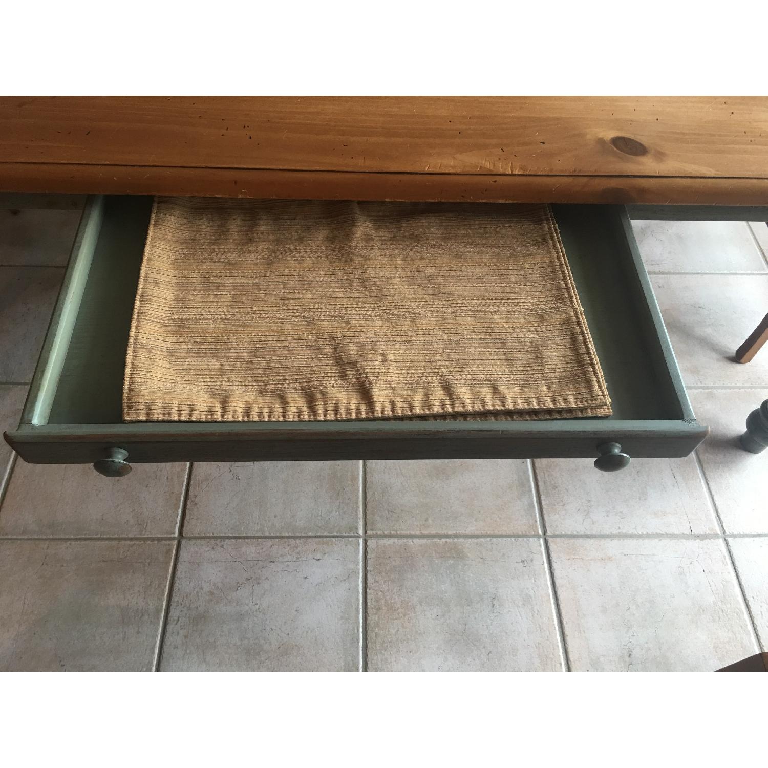 Pine Top Dining Table w/ Green Wash Finish Base & Legs - image-4