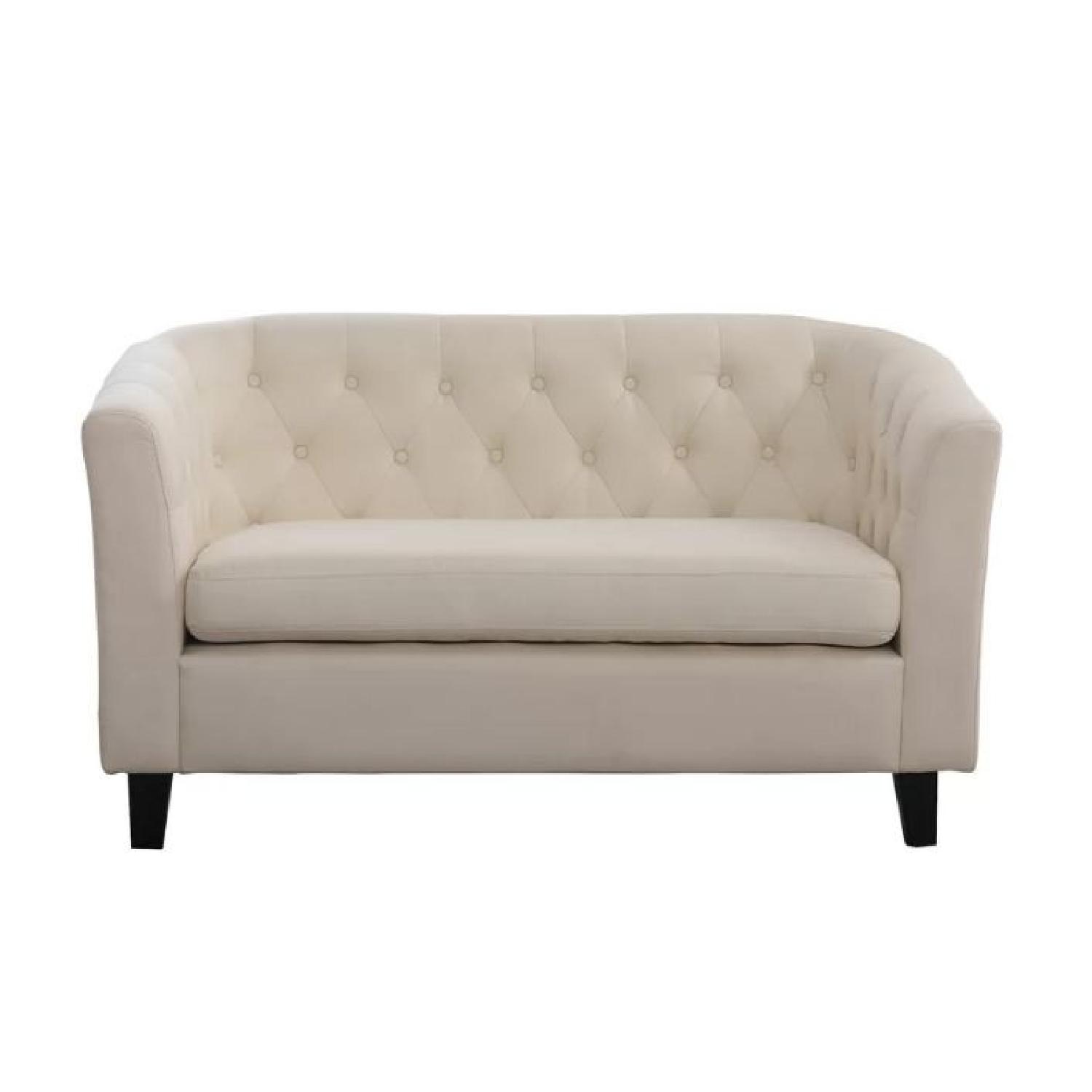Alcott Hill Tufted Ivory Loveseat - image-0