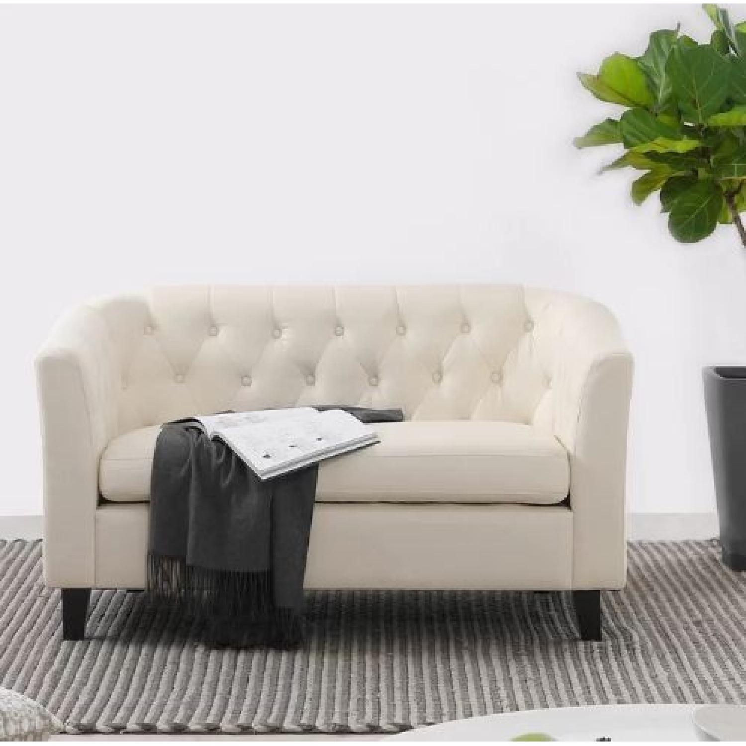 Alcott Hill Tufted Ivory Loveseat - image-2