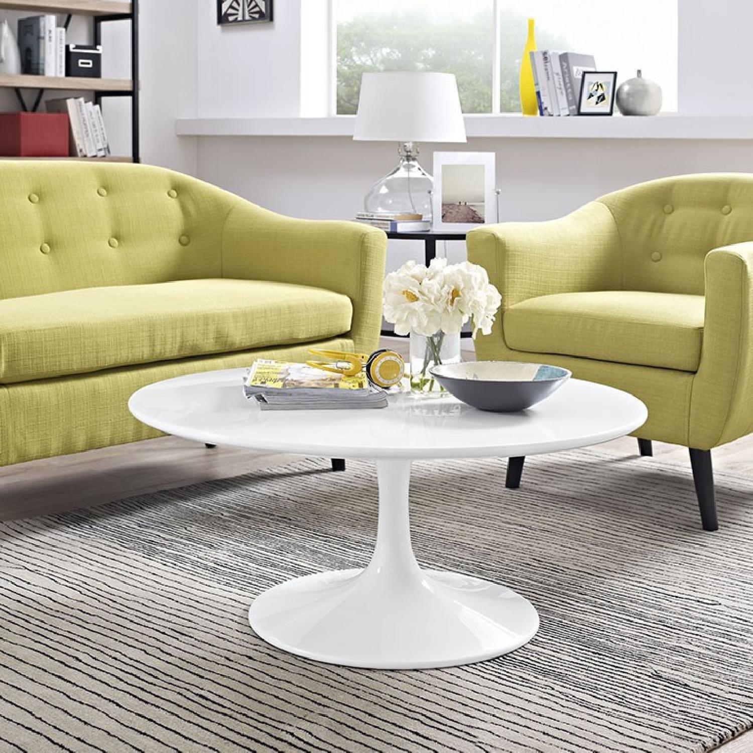 Tulip Style White Mid Century Coffee Table - image-3