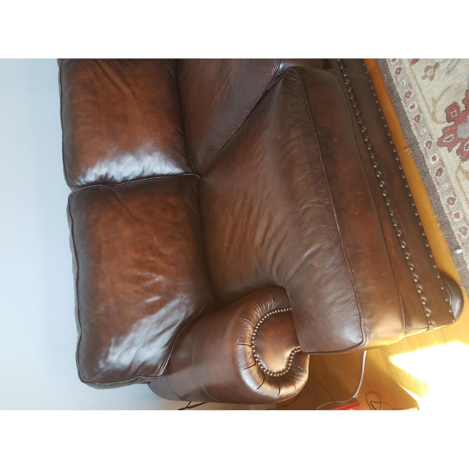 Raymour & Flanigan Leather Sofa + Armchair & Ottoman - image-3