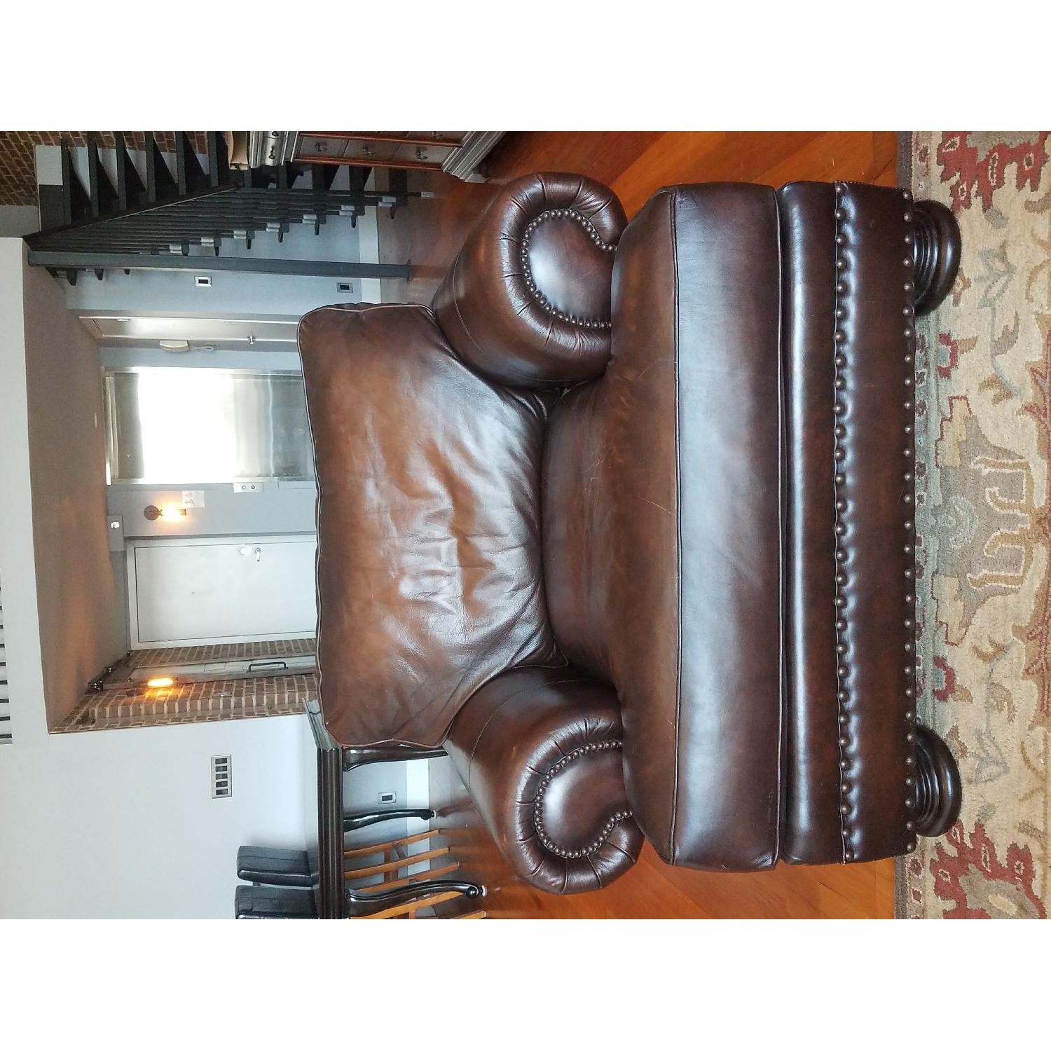 Raymour & Flanigan Leather Sofa + Armchair & Ottoman - image-4