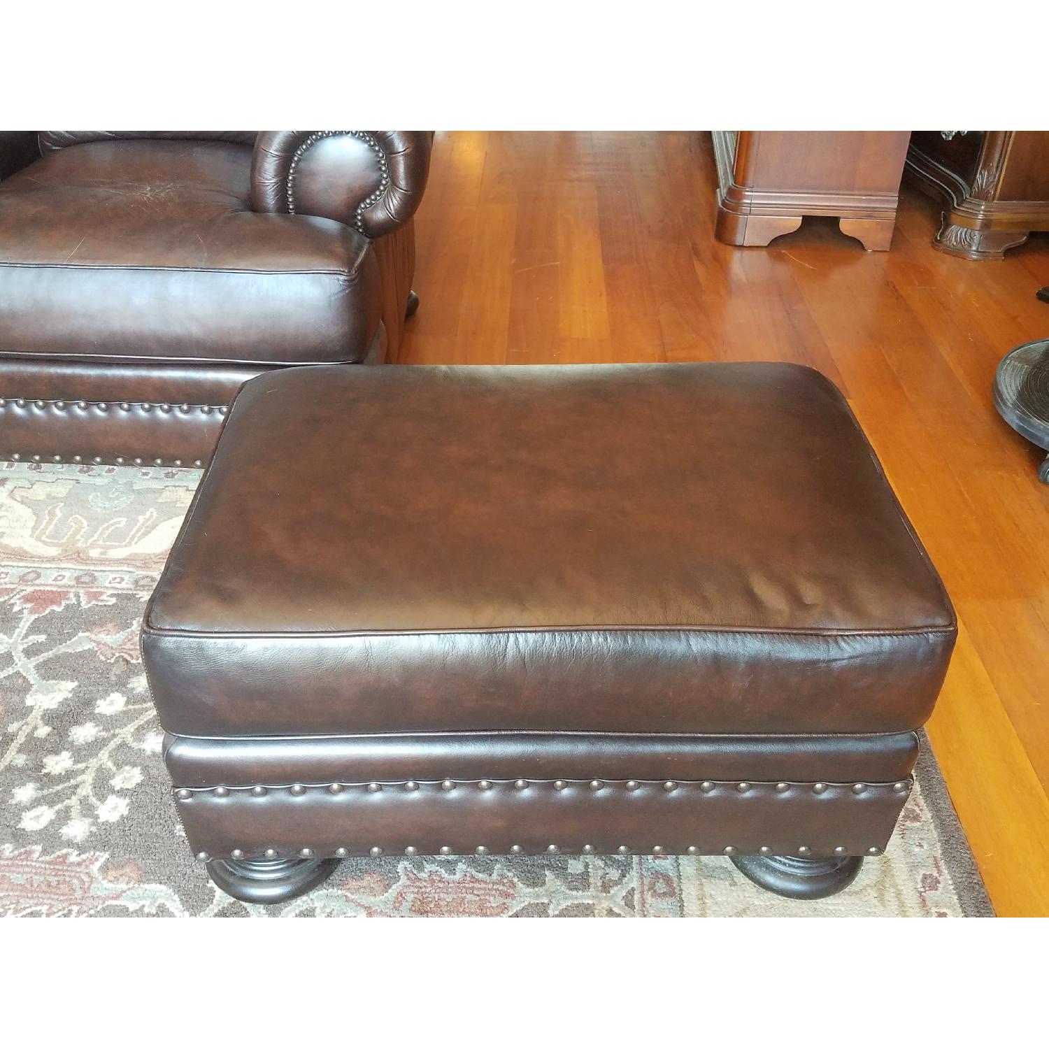 Raymour & Flanigan Leather Sofa + Armchair & Ottoman - image-5