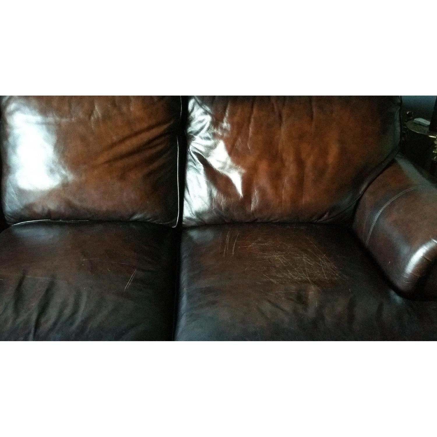 Raymour & Flanigan Leather Sofa + Armchair & Ottoman - image-9