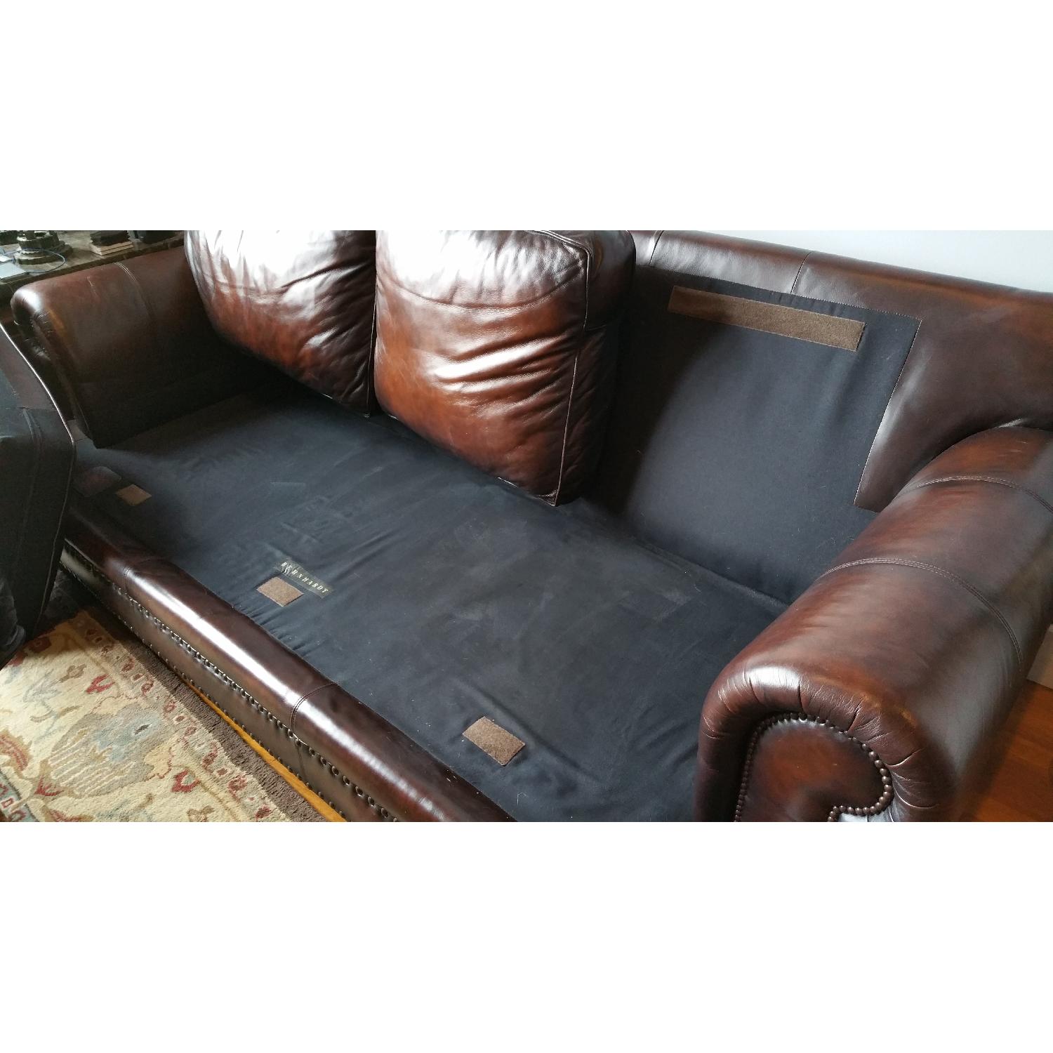 Raymour & Flanigan Leather Sofa + Armchair & Ottoman - image-16