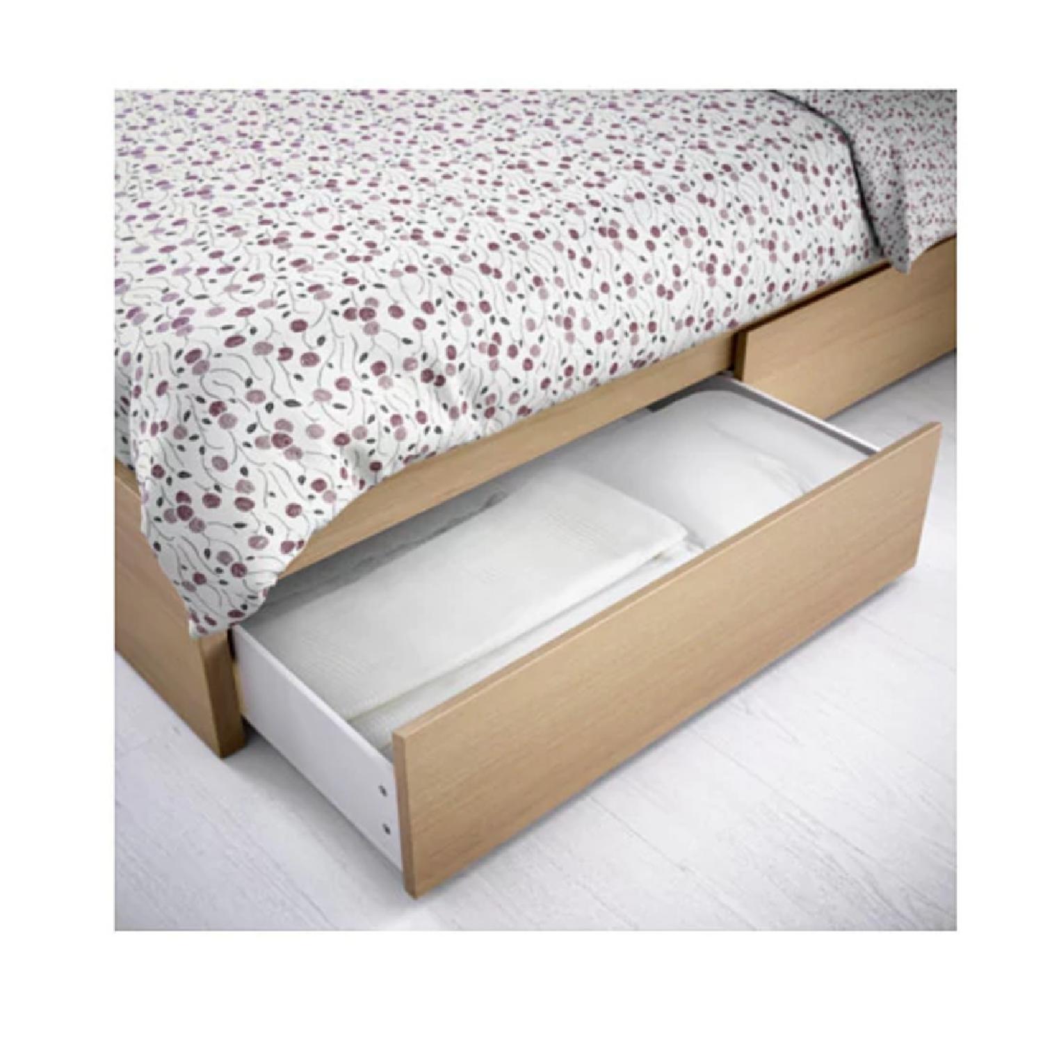 Ikea Malm Birch Veneer Full Size Bed w/ 2 Storage Drawers - image-1