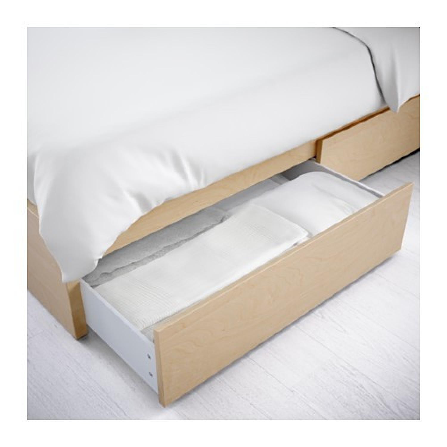 Ikea Malm Birch Veneer Full Size Bed w/ Underbed Storage - image-3