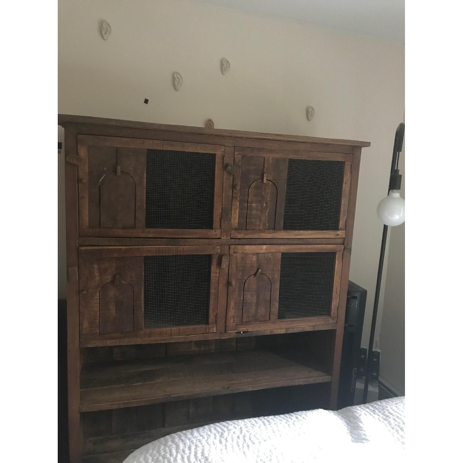 Wood Bookcase w/ Pigeon Coop Doors - image-2