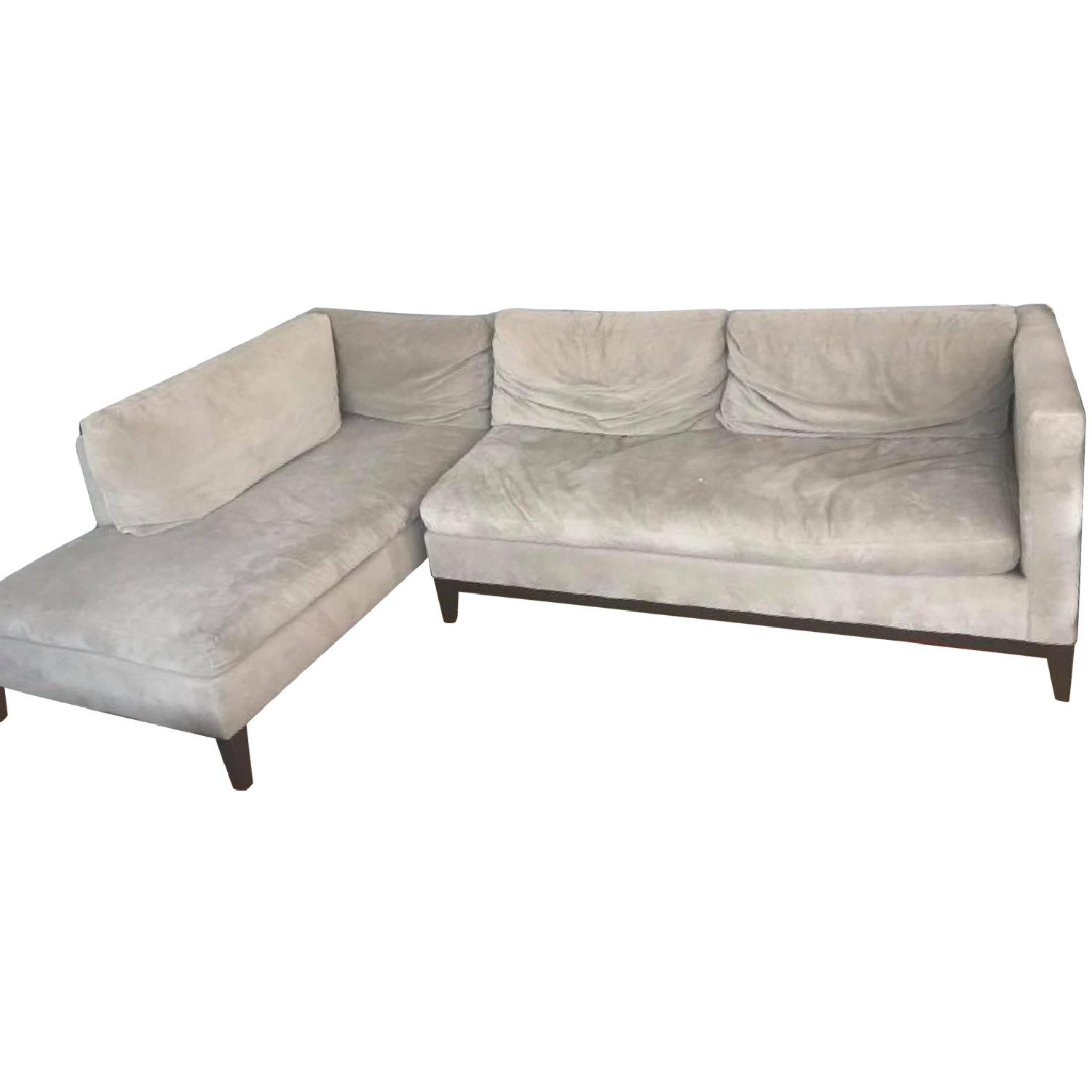 Beige Microsuede L-Shaped Sectional Sofa - image-0